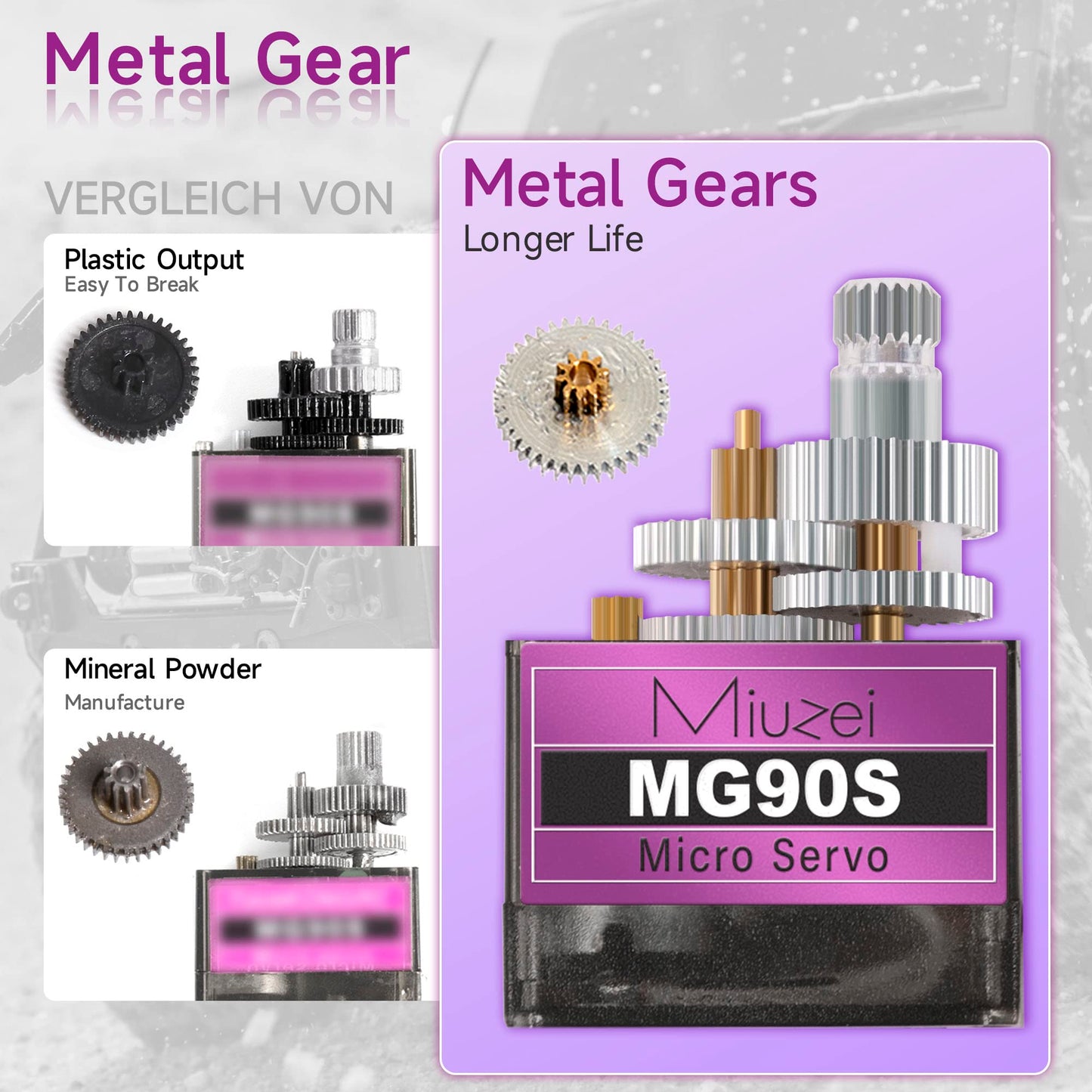 Miuzei MG90S 9G Micro Servo Motor Metal Geared Motor Kit for RC Car Robot Helicopter, Mini Servos for Arduino Project (10)