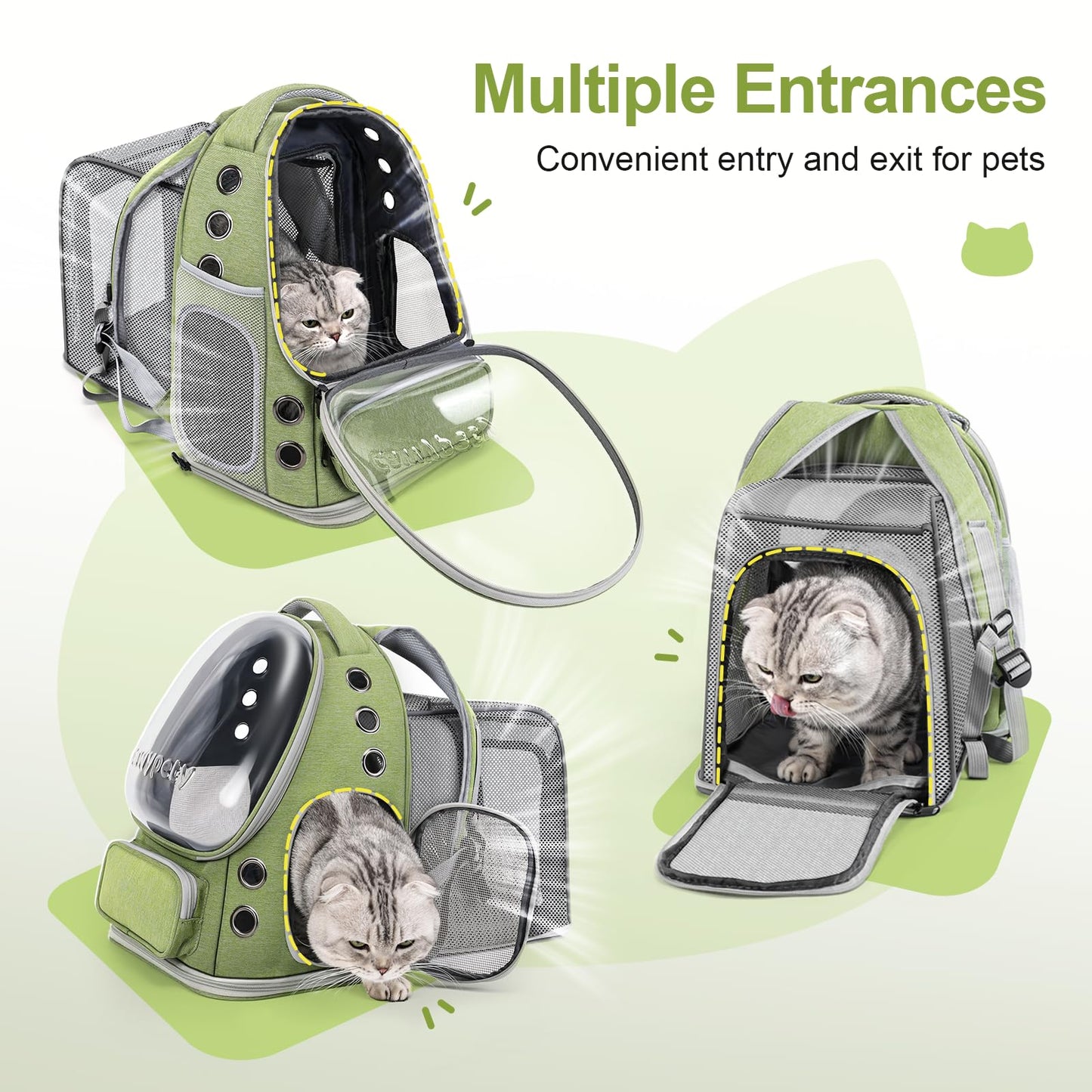 Cawypety Expandable Cat Backpack,Cat Bubble Backpack Carrier for Carrying Cats, Pets and Small Dogs,Airline-Approved,Designed for Travel, Hiking, Walking,Car