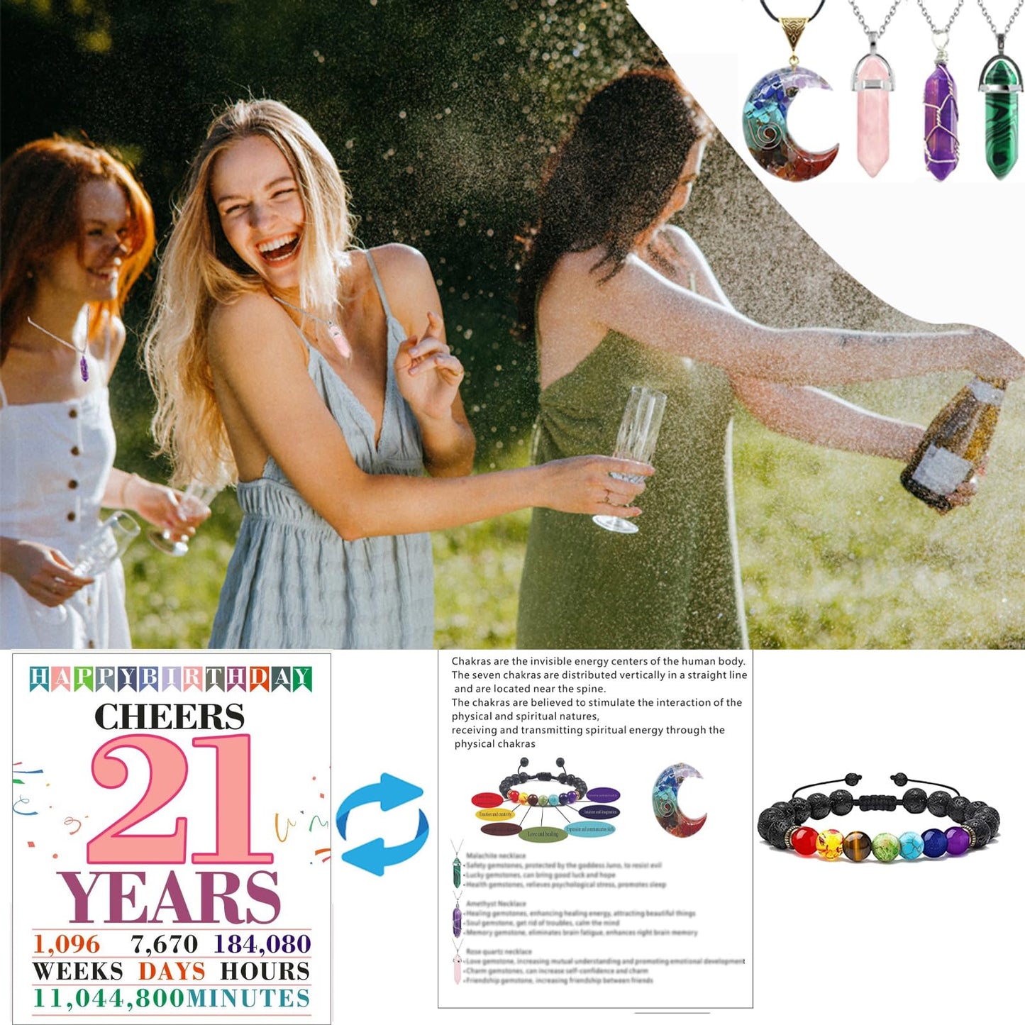 Carselage 21st Birthday Gifts for Her, Unique 21 Years Old Crystal Gifts Basket Decorations for Women, Friends, Younger Sister, Daughters, BFF, Granddaughters