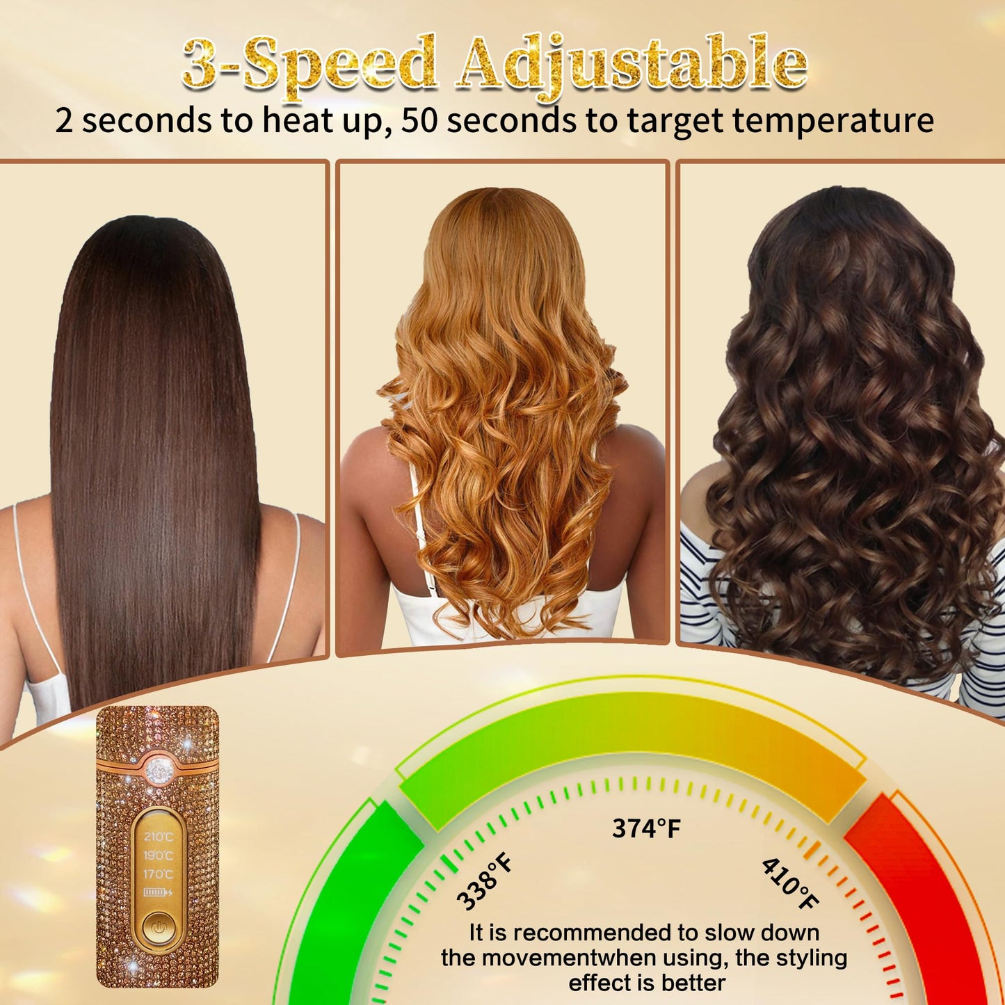 Cordless Hair Straightener, Portable Straightener 2 in 1 for Hair Straightening and Curling, Fast Heating Cordless Flat Iron, 5000mAh hair straightener travel,210°C/410°F within seconds (Libre)