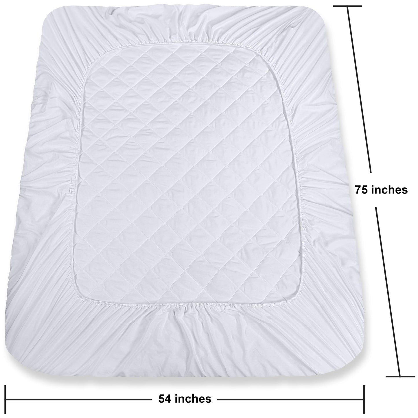 Utopia Bedding Quilted Fitted Mattress Pad – Full Size, Elastic Fitted Mattress Topper Protector and Cover Stretches up to 16 Inches Deep, Machine Washable (White)