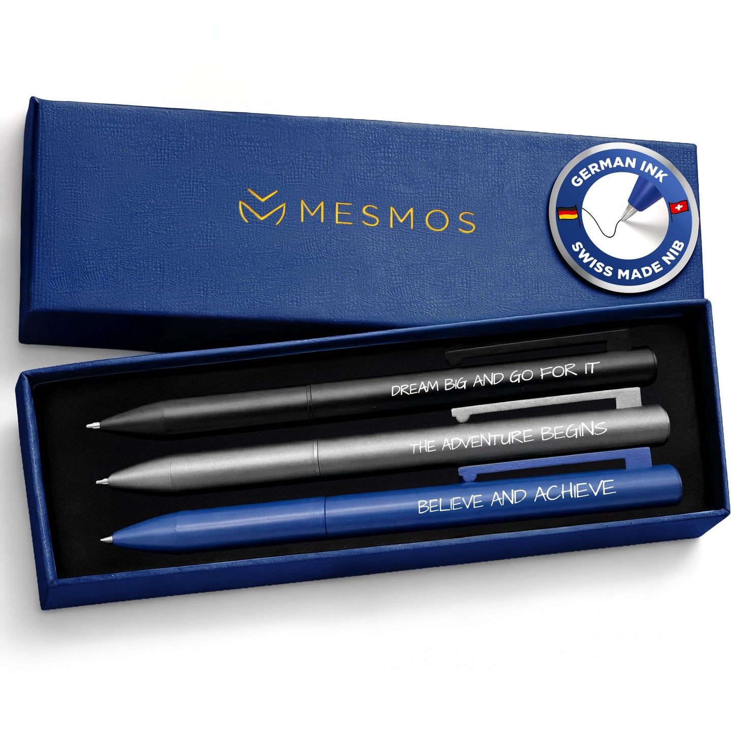 MESMOS Graduation Gift for Him 2026, 3pc Luxury Pen Set, German Ink & Swiss Nib, College and High School Graduation Gifts for Boys, Masters Grad Gift for Him, Men, Male, Son, Dad, Boys