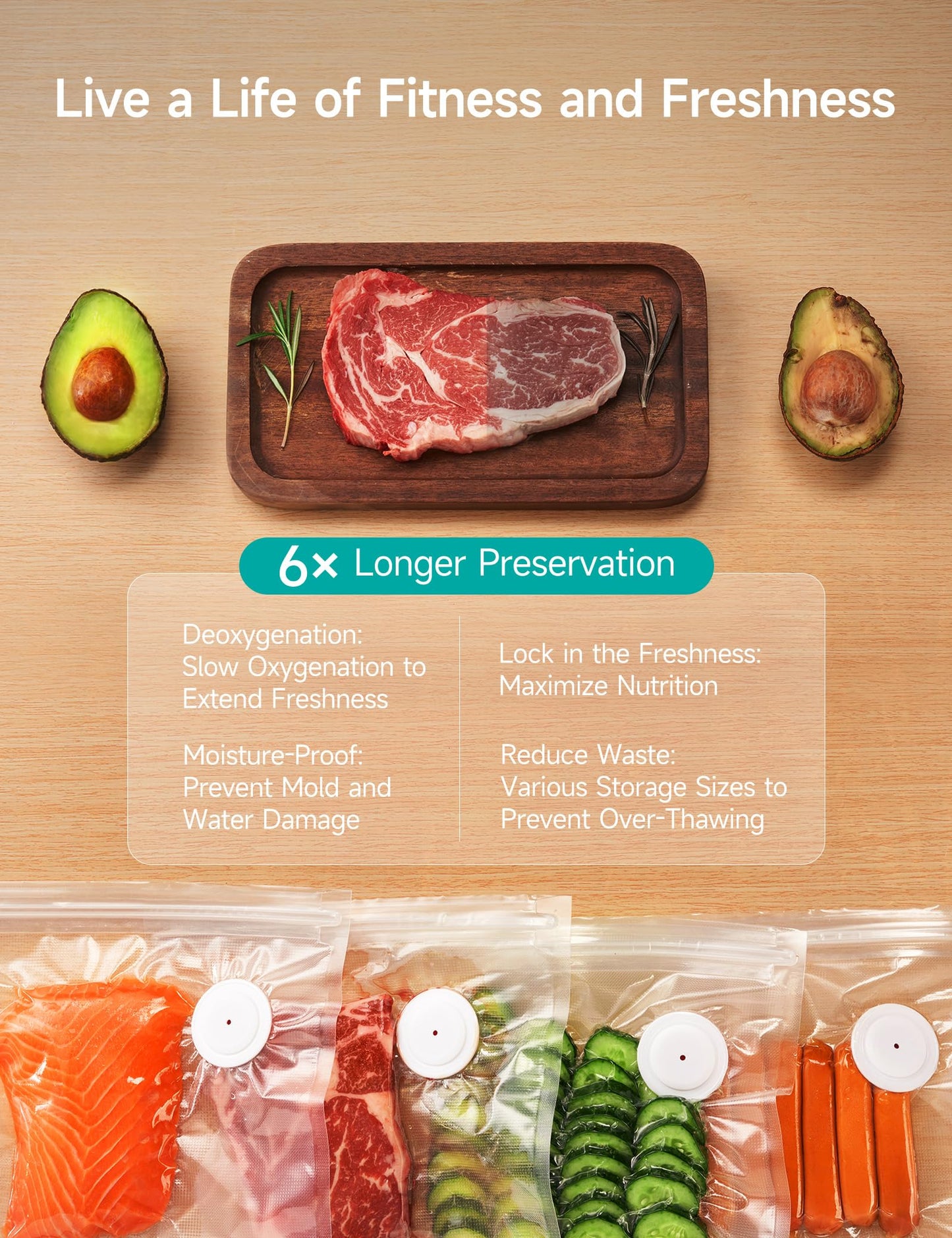 HiCOZY Vacuum Sealer Sync for Food with Visible Water Tank, Powerful Compact Handheld Vacuum Sealer Machine with LED Battery Display, 30 BPA-Free and Reusable Bags