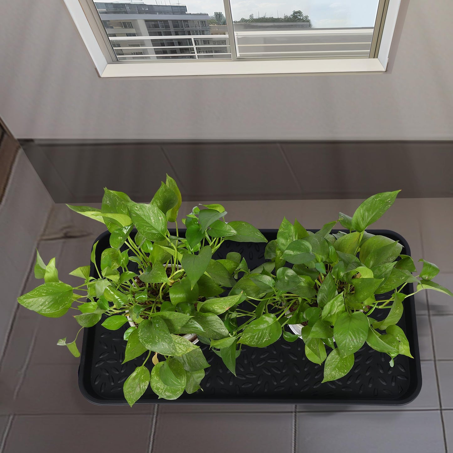 Boot Tray -2 Pack Large and Multifunctional Shoe Tray for Entryway, Stylish Boot Mat for Outdoor/Indoor Use, Durable and Easy to Clean with Boot Scraper Design, 27.95 x 15.8 x 1.2 Inches (Black)