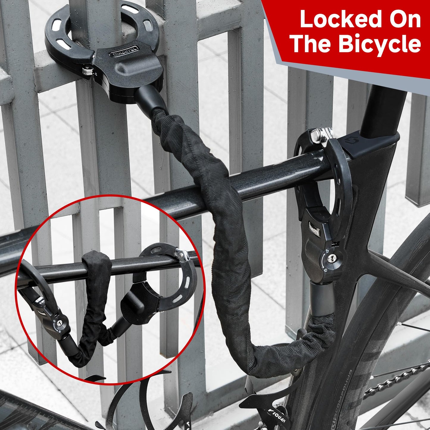 TOKCKYBL Heavy Duty Electric Scooter Lock with Scooter Bag - 6mm Anti-Theft Chain Lock, 94cm Weatherproof Security for E-Scooters, E-Bikes, Motorcycles