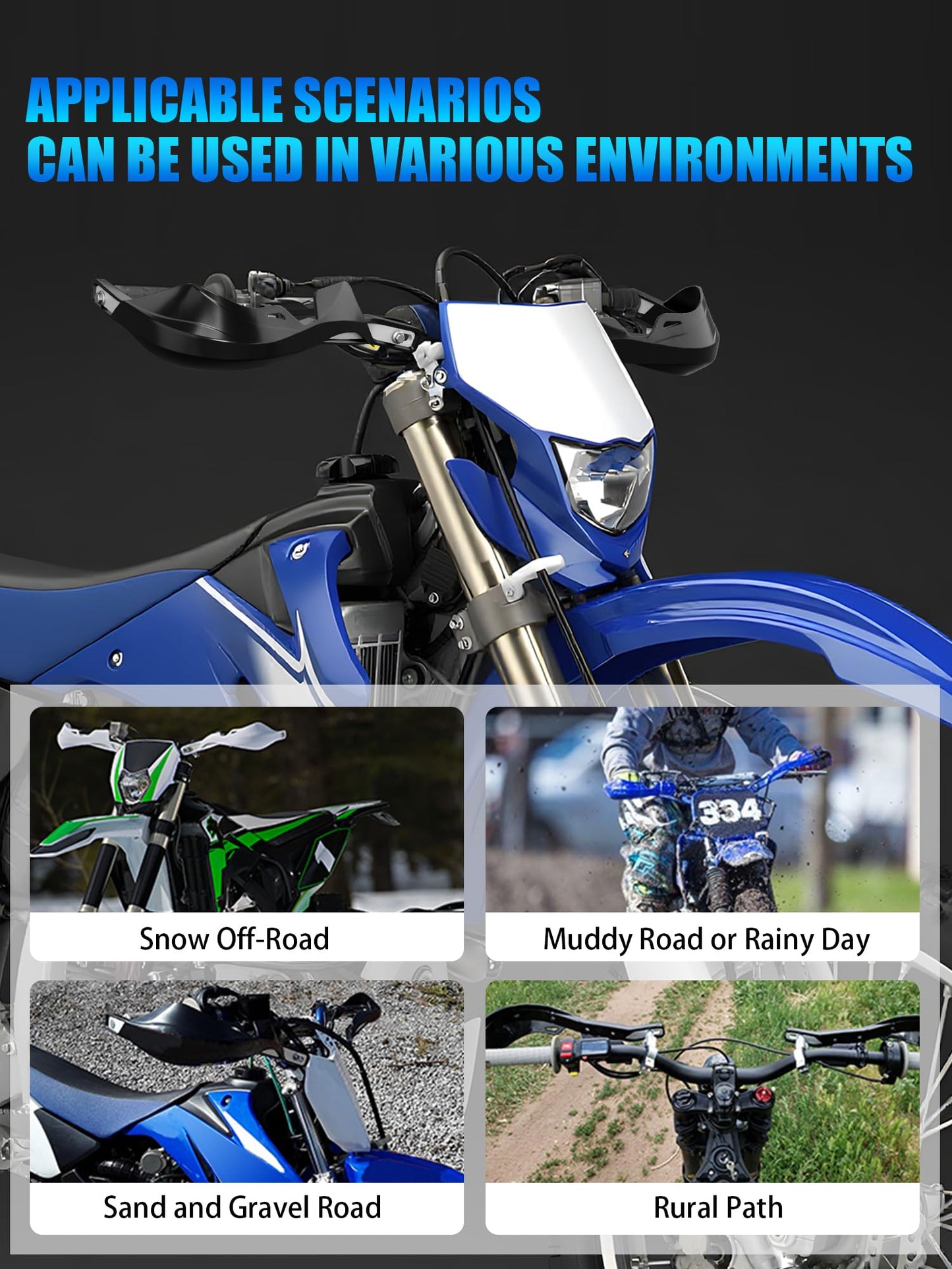 JFG RACING Dirt Bike Handguards,7/8" and 1 1/8" Handlebar Motorcycle Hand Guards Accessories Universal for CRF XR YZF XC KX 125 150 250 300 Motorcycle Ebike ATV Pit Bike Motocross Enduro MX -Black