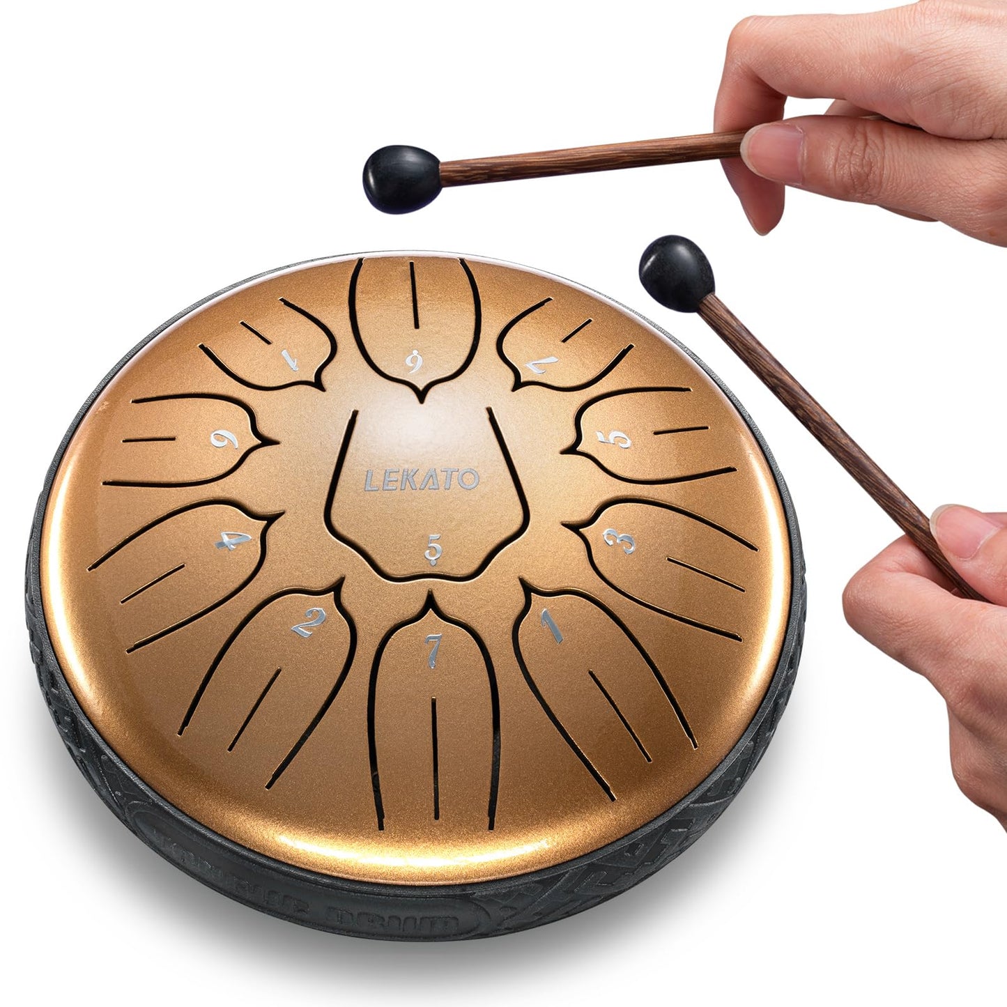 Steel Tongue Drum 6 Inch 11 Notes, LEKATO Steel Alloy Drum D Major Beginner Drum Percussion for Children Musical Education Zen Meditation Yoga, Christmas Gift for Adult& Kids