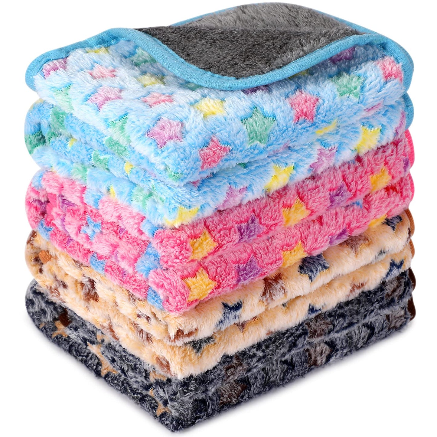 Reginary 4 Pcs Waterproof Guinea Pig Blankets Washable Small Animal Fleece Bedding Guinea Pig Cage Liners Reusable Training Pads Pet Pee Pad Sleep Mat for Hamster(Star Pattern,24 x 47 Inch)
