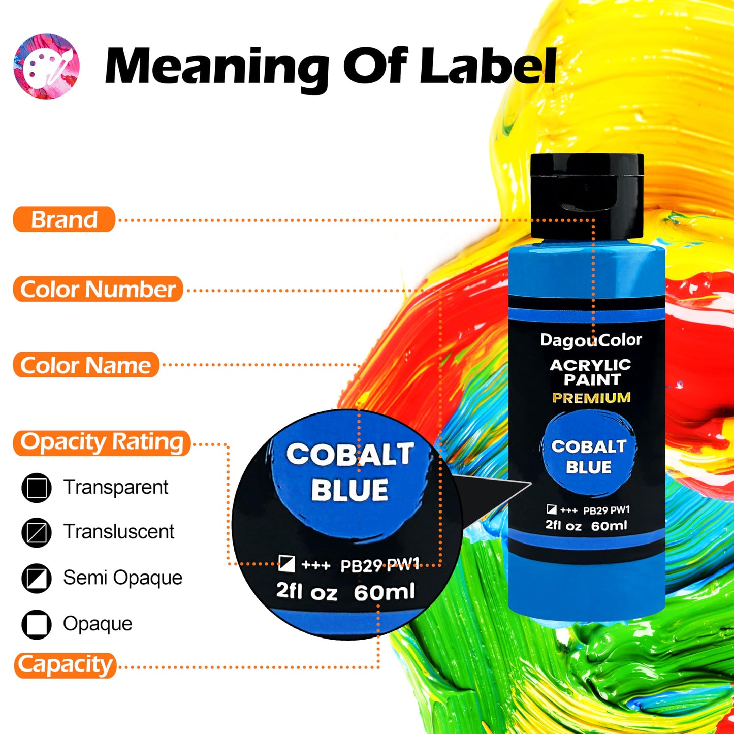 DagouColor 48 color Acrylic Paints Set, Brushes Palette Art Supplies Gifts for Kids & Adults, Fantastic Vibrant Pigment Art sets for Beginners and Professional Artists