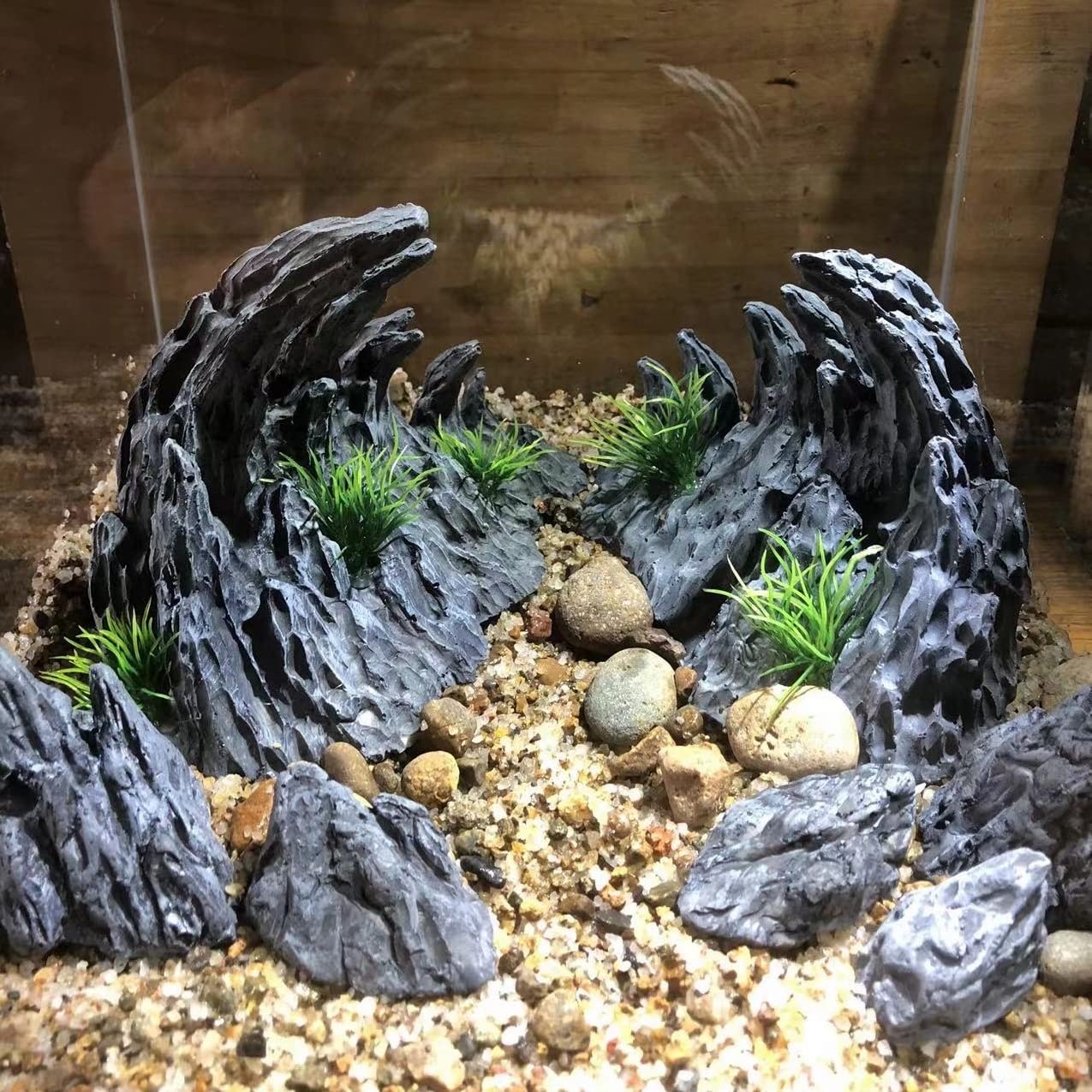 Fish Aquarium Ornaments 2～10 Gallon Aquarium Decoration Model Kits, Include 7 pcs Resin Imitation Stone (Soul Valley)