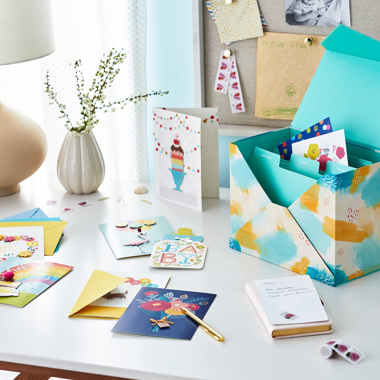 Hallmark Pack of 24 Handmade Assorted Boxed Greeting Cards, Watercolor-Birthday Cards, Baby Shower Cards, Wedding Cards, Sympathy Cards, Thinking of You Cards, Thank You Cards, Blue, 5EBN1002