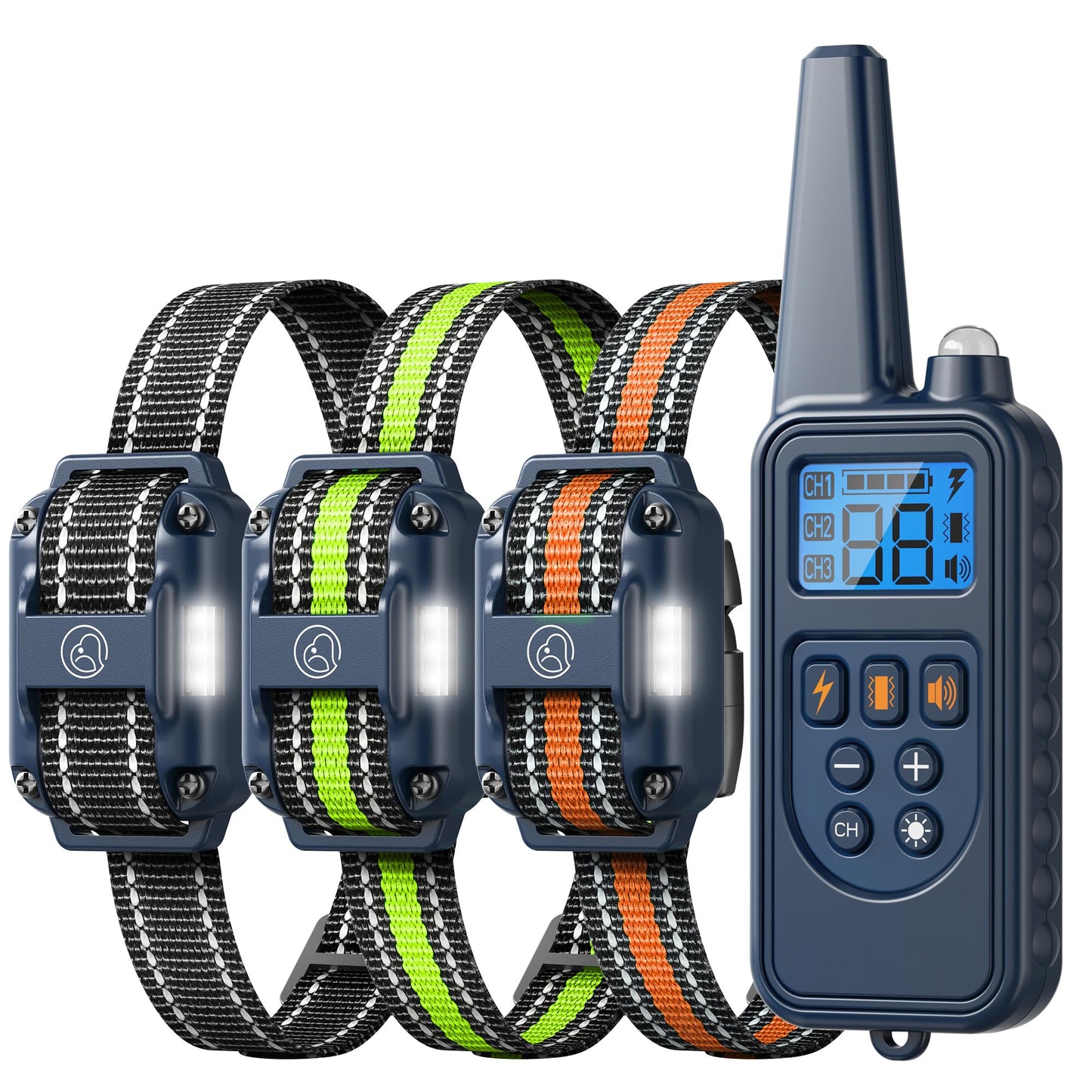 Heaflex Shock Collar with Remote, Dog Training Collar, 4 Training Modes with Beep, Vibration, Safe Shock, Led Light, 2600ft, Rechargeable for 3 Dogs, Small Medium Large