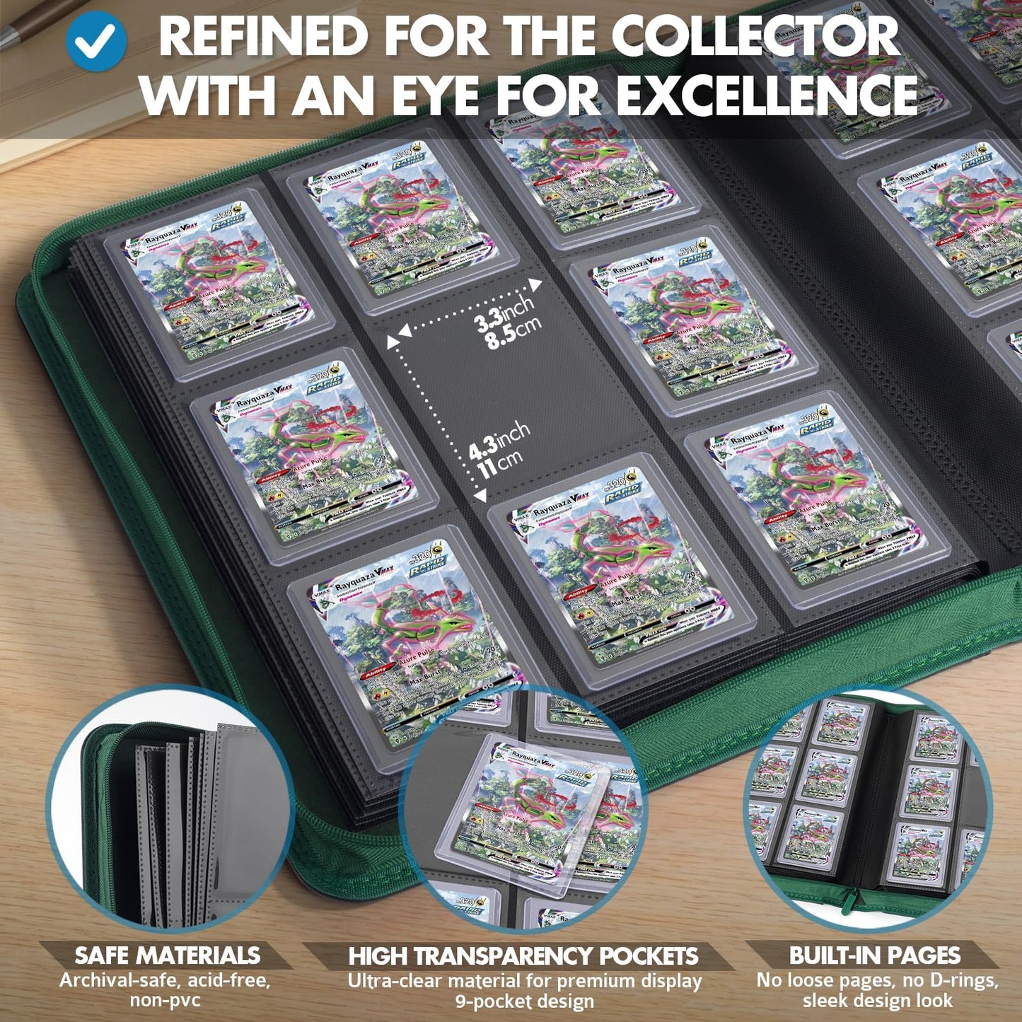 FunGuys Toploader Binder, Trading Card Binder Storage, 252 9 Pocket Top Loader Holder Collection for Yugioh, MTG, TCG Folders for Trading Cards