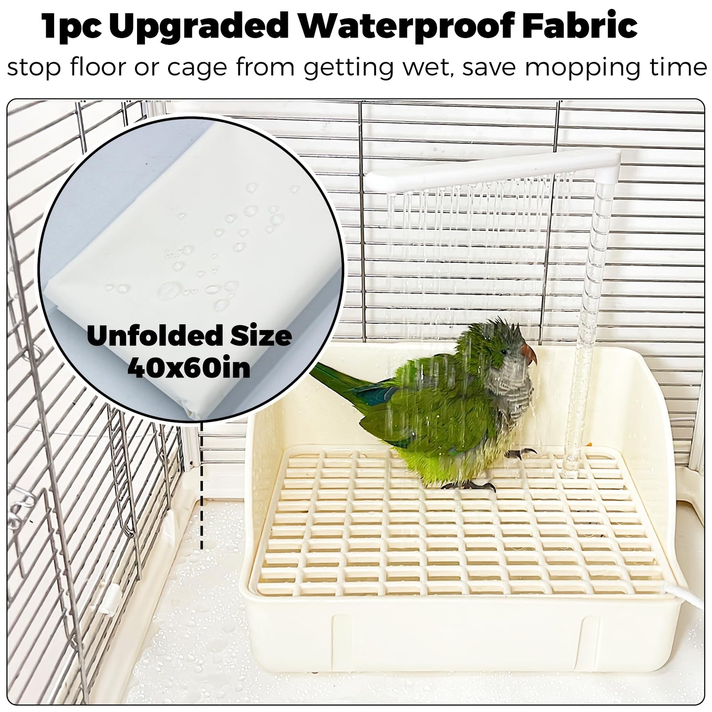 Jevnd Automatic Parakeet Bird Bath with Pump, Large Bird Shower Fountain Indoor Bathtub with Running Water, Parrot Bath Tub Faucet for Pet Birds, Cockatiel, African Grey, Budgie, Conure, Lovebird