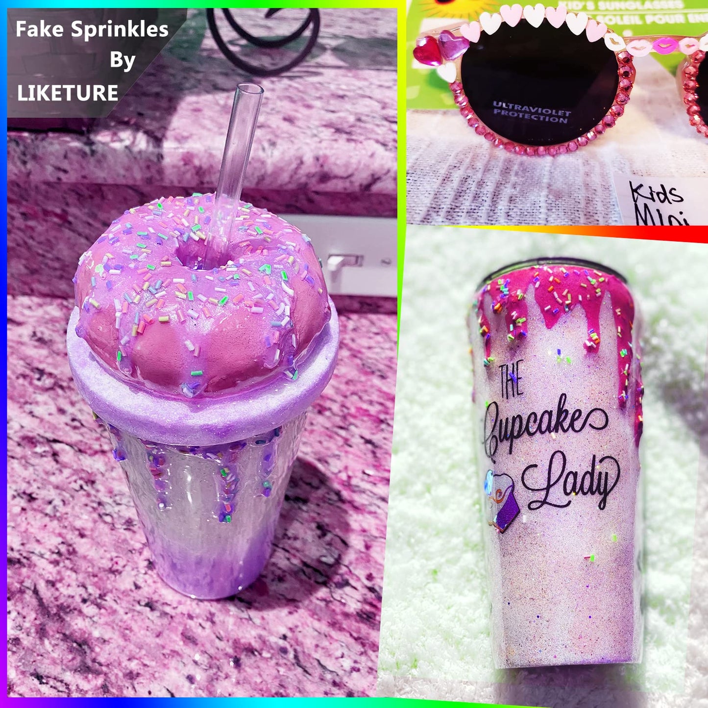 LIKETURE Fake Sprinkles 12 Jars 180g Polymer Clay Sprinkles Fake Candy Sprinkles Faux Sprinkle for Resin Slime Craft Plastic Sprinkle Nail Art Phone Case DIY Shaker Card Filler (12 Mixed Colors-180G)