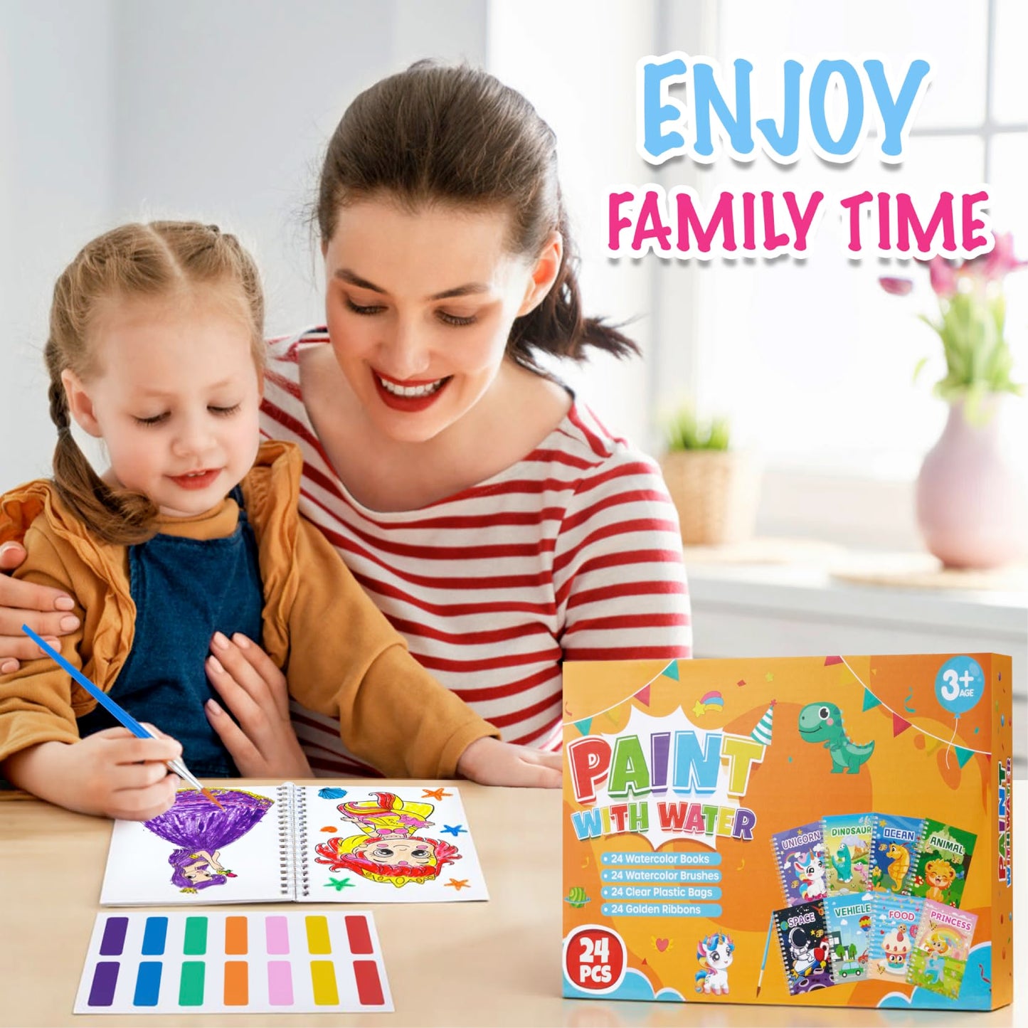 YUBAGOWU 24Pack Water Coloring Books for Kids,Paint with Water Crafts for kids 4-8 Classrooms Prize Children Party Favors Birthday Gifts (Classic)