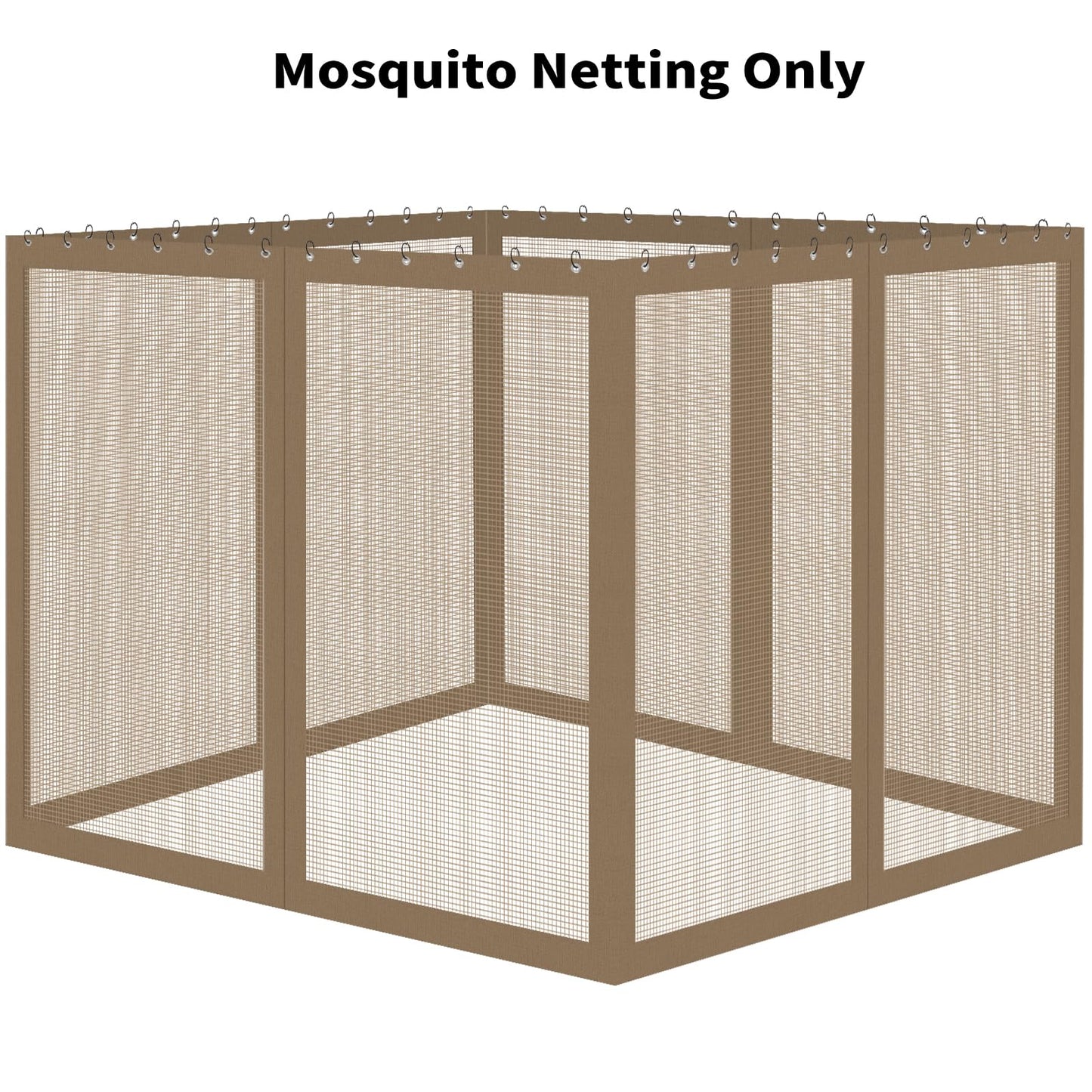 OIPUNSHLE Gazebo Universal Replacement Mosquito Netting, 10'x12' Gazebo Netting Outdoor, 4-Panel Screen Walls for Outdoor Patio with Zipper (Mosquito Net Only) (Brown)