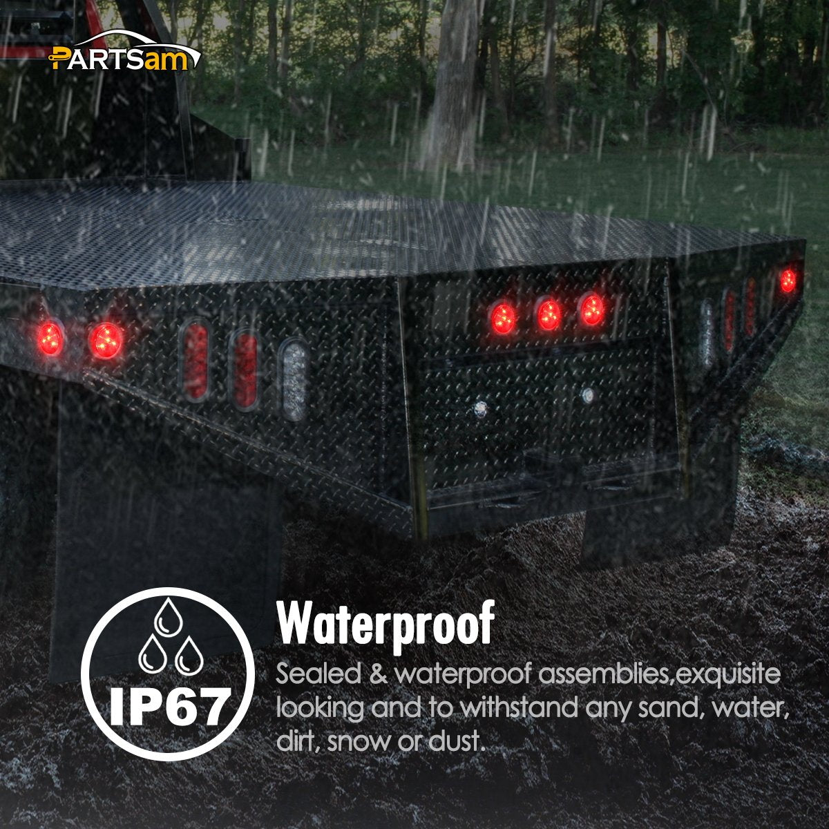 Partsam 10Pack(5 Amber + 5 Red) 2" 4LED Round Trailer Side Marker Light Grommet Flush Mount, [DOT Approved] Sealed 2 inch Clearance Lights with Reflex Lens for Truck RV Camper, IP67 Waterproof, 12V