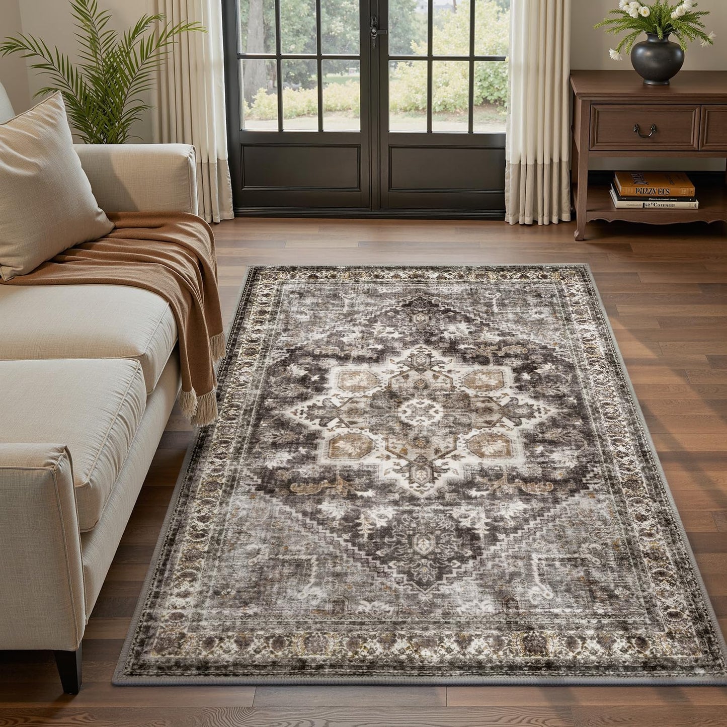 Area Rug for Entryway 3x5 Entrance Rug Retro Hallway Rug Washable Rugs for Entrance Mat Hallway Laundry Bedside Bedroom Kitchen Vintage Brown