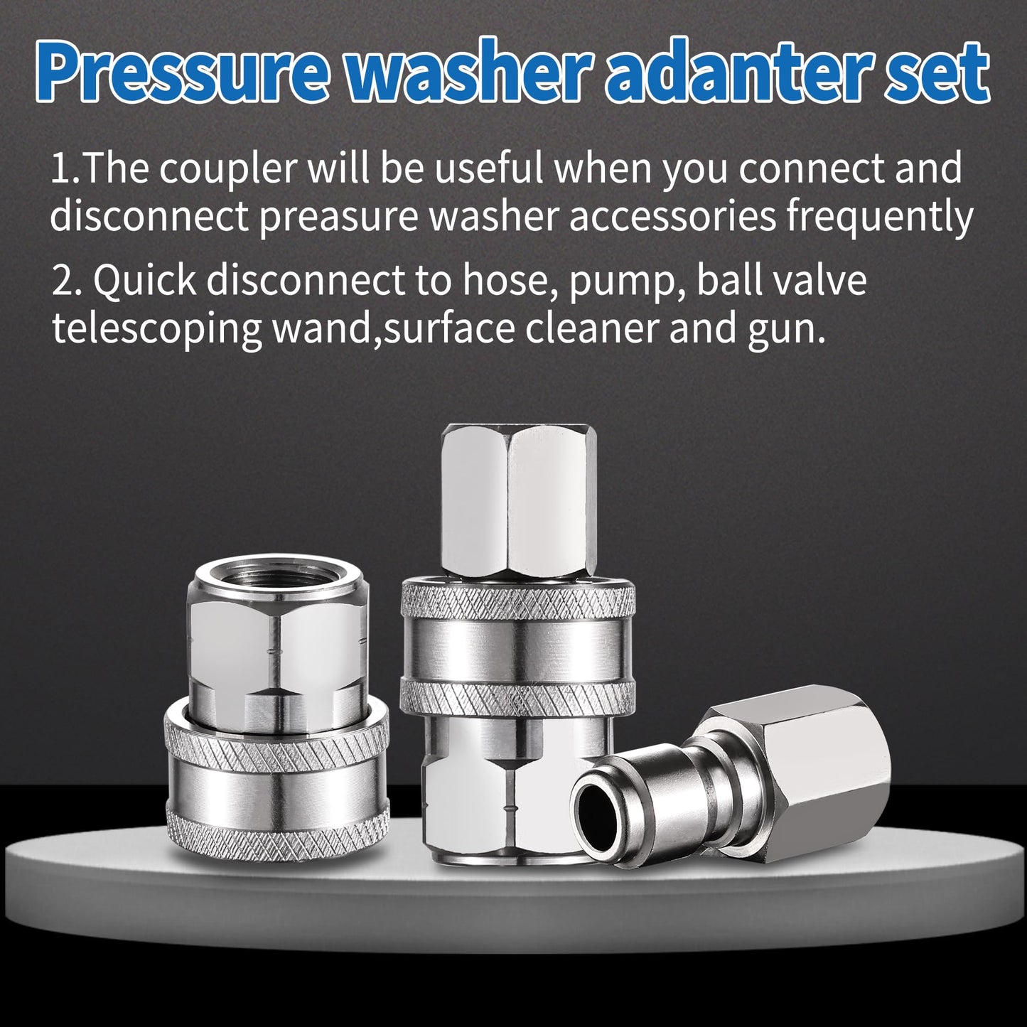 FENG PAI 12Pcs NPT 3/8 Inch Pressure Washer Adapter Set, 6 Sets Stainless Steel Internal Male and Female Quick Connector Kit, Pressure Washer Internal Female and Male Thread Fitting