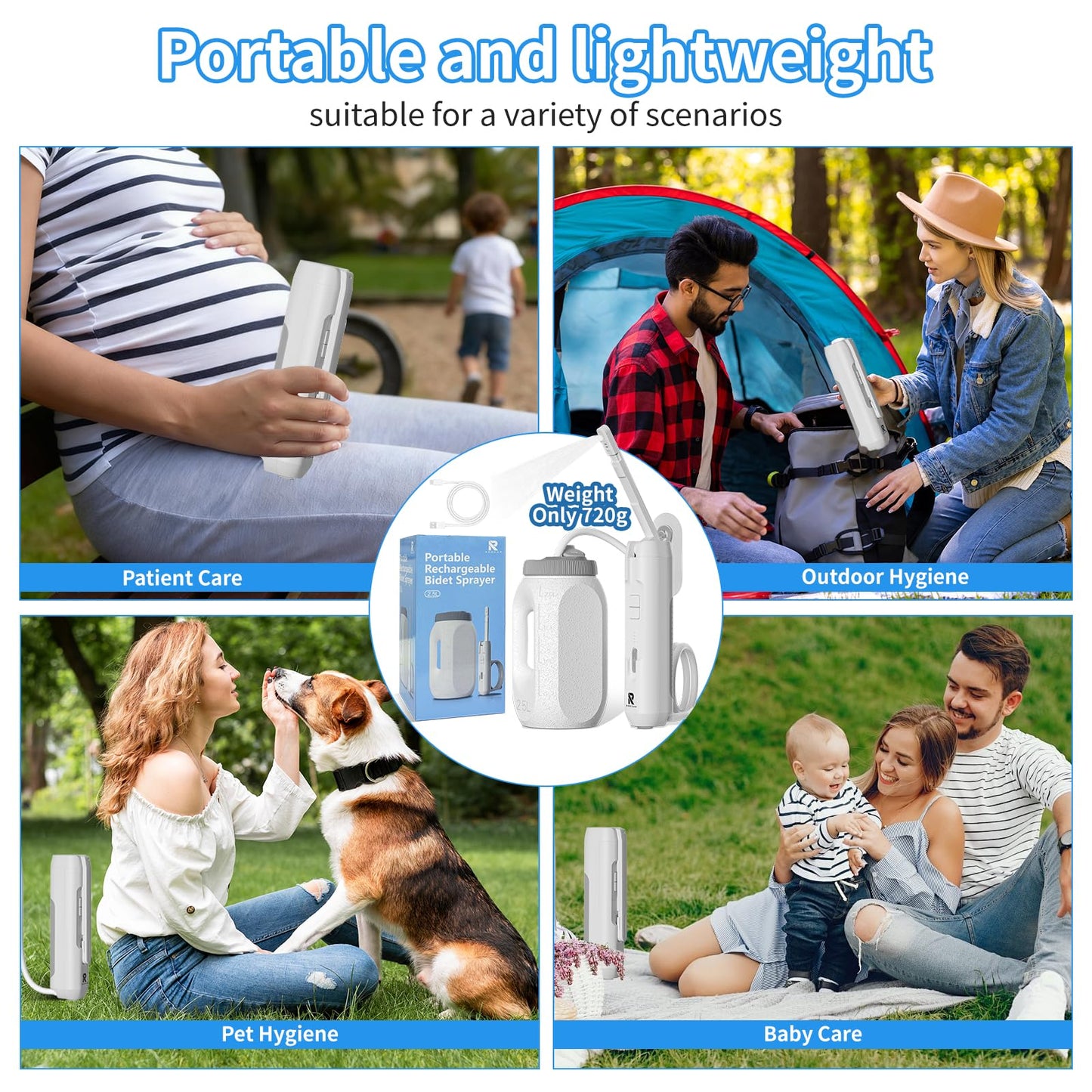 Portable High Pressure Electric Bidet with 2.5L Water Bottle, USB-C Rechargeable Travel Bidet, Waterproof Handheld Sprayer for Personal Hygiene & Baby Care