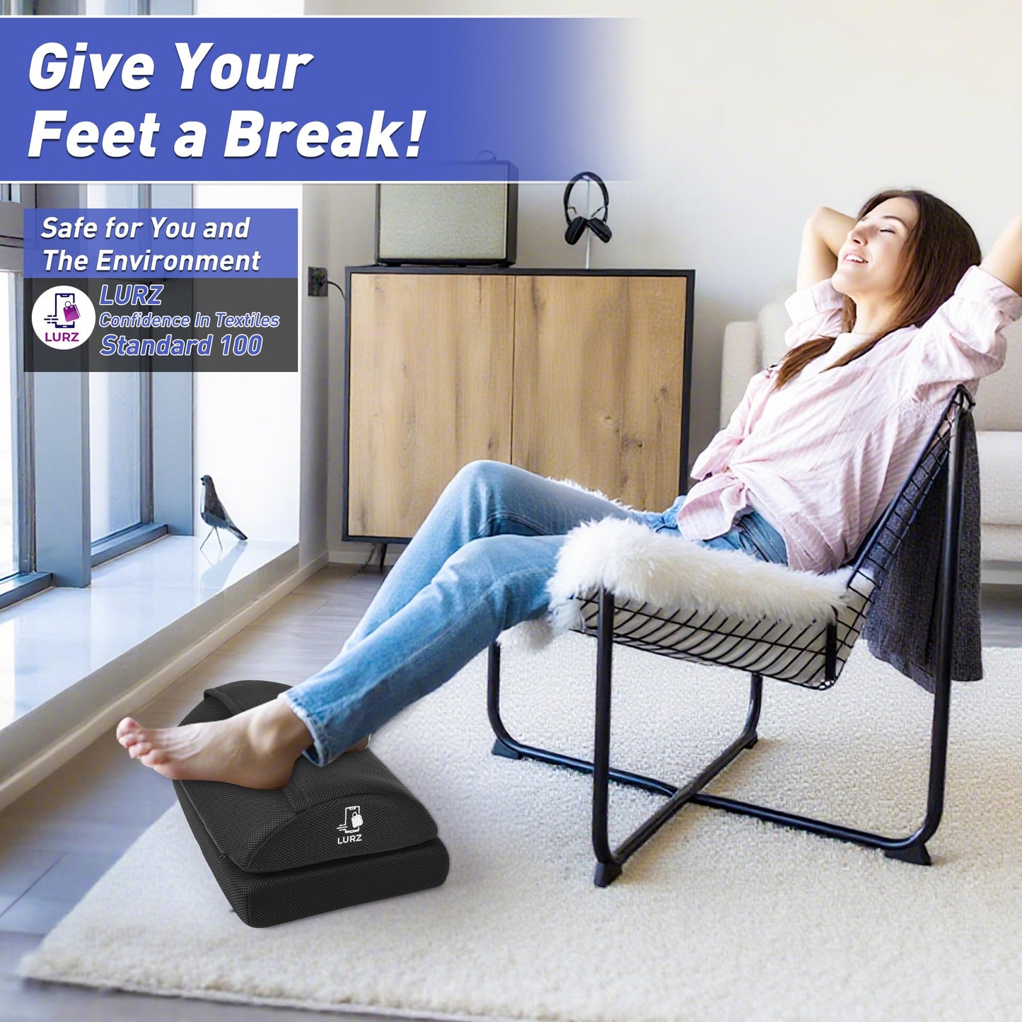 Ergonomic Foot Rest Under Desk for Office desk accessories – Adjustable Height Memory Foam Foot Stool Under Desk for home Office Chair & Gaming Chair – for Back & Hip Pain Relief