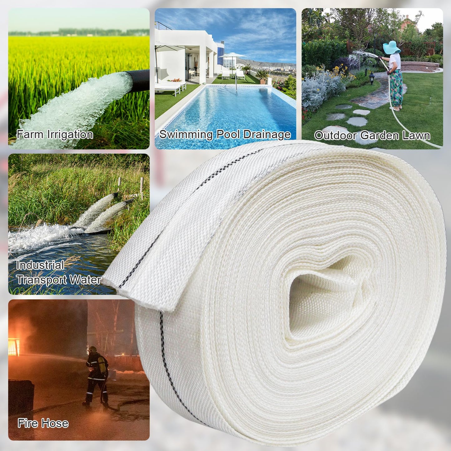 1.5'' x 100 FT Backwash Hose1.5''Inch Fire Hose Pool Backwash Hose 100 ft Pool Drainage Hose for Farm Irrigation Swimming Pool Drainage and Outdoor Garden Lawn