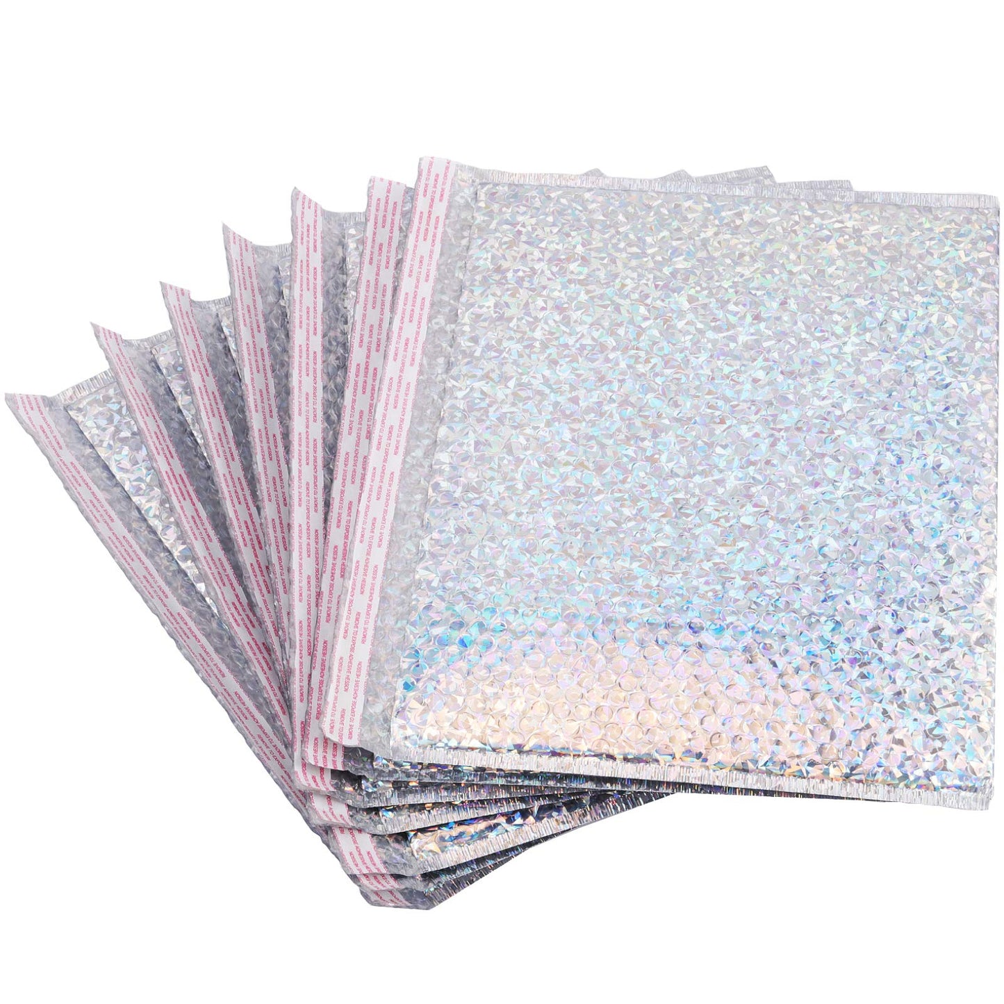KOHAND 30 PCS Holographic Metallic Bubble Mailers 15.7 x 11.8 Inches, Silver Padded Envelopes Self Sealing Bubble Lined Adhesive Cushion Envelopes for Shipping, Mailing