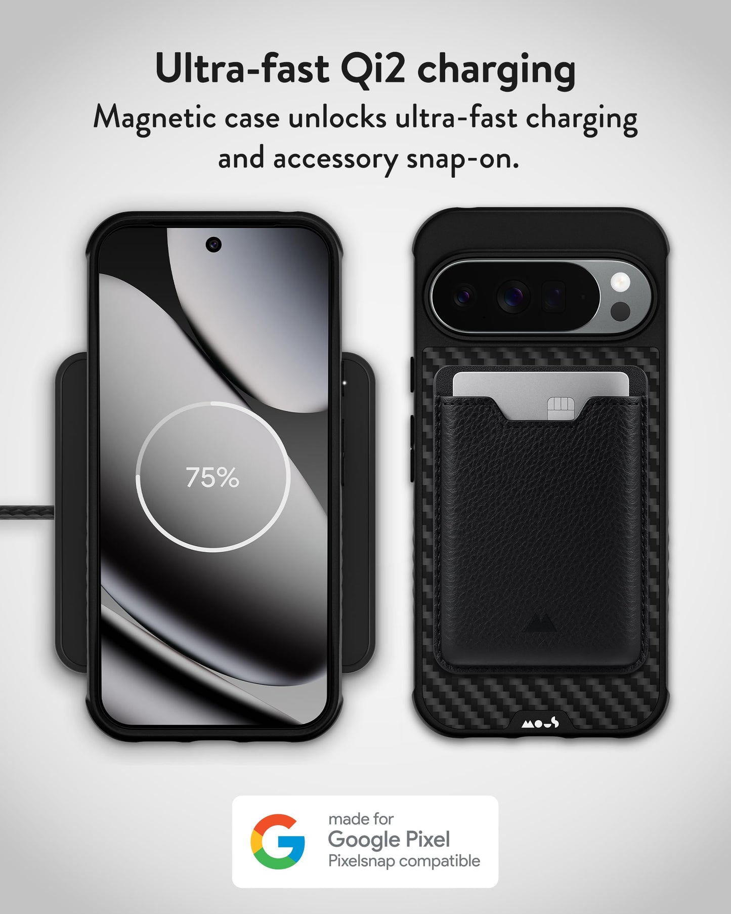 Mous for Google Pixel 10 Pro XL (2025) Case, Compatible with Qi2 MagSafe and Pixelsnap - Limitless - Protective Pixel 10 Pro XL Carbon Fibre Case - Shockproof Phone Cover, Black