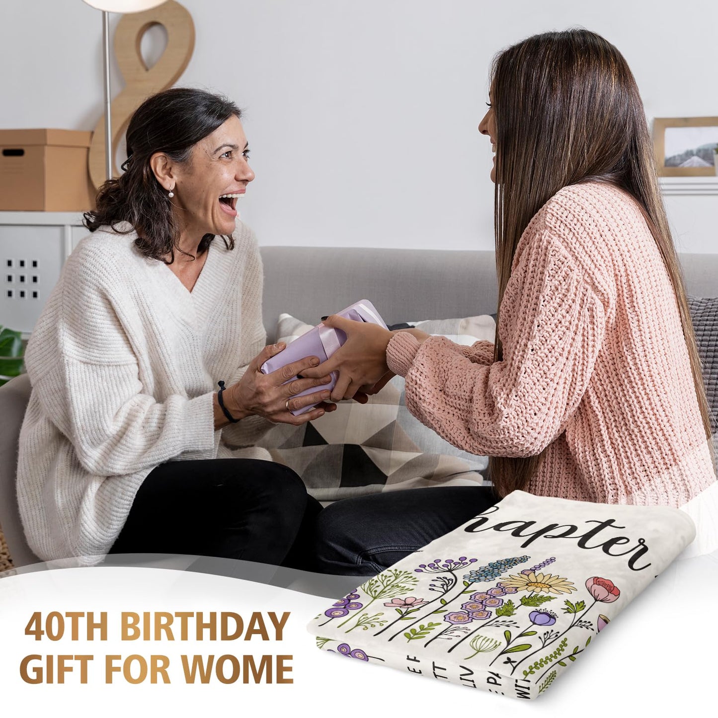 Afterprints 40th Birthday Gifts for Women, Chapter 40 Blanket, 1986 40th Birthday Decorations, 40 Year Old Gifts for Women, Wife, Mom, Friend, Sister, Turning 40 Throw Blankets 50'' x 60''