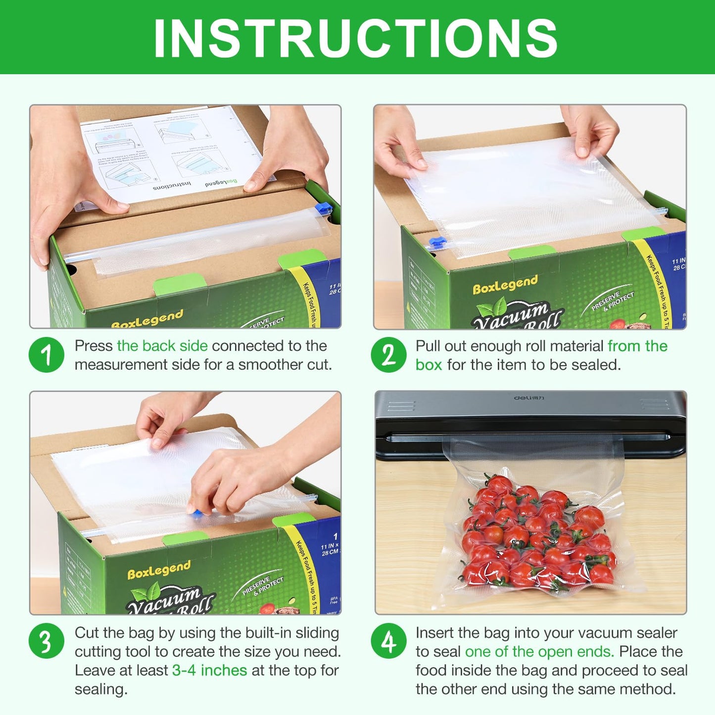 11’’ x 150’ Vacuum Sealer Roll Keeper with Cutter, Vacuum Sealer Bags for Food, Food Saver Bags Rolls, BPA Free, Commercial Grade, Great for Storage, Meal prep and Sous Vide