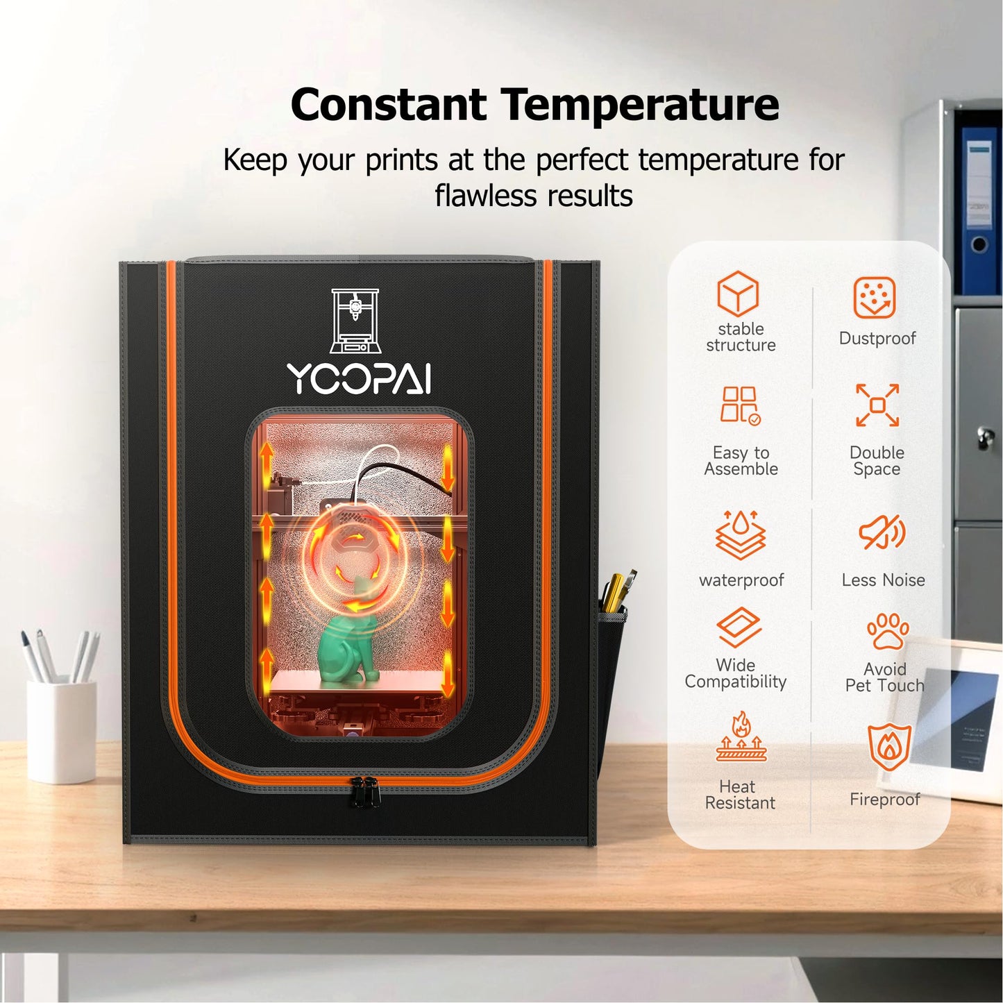 3D Printer Enclosure with LED Lighting, Fireproof Dustproof Tent Constant Temperature Protective Cover for Creality Ender 3 V3 SE/KE/Ender 3/Ender 3 Pro/Ender 3V2/Ender 3S1/Neo/Anycubic Elegoo, Medium