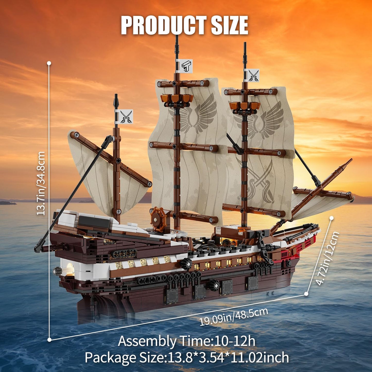 TYCOLE Pirate Ship Building Set with Lights - Mayflower Ship Model Toy.Great home&office decoration for pirates fans,Idea choice for adults and boys aged 8-14 as birthday, Christmas gifts(2076PCS)
