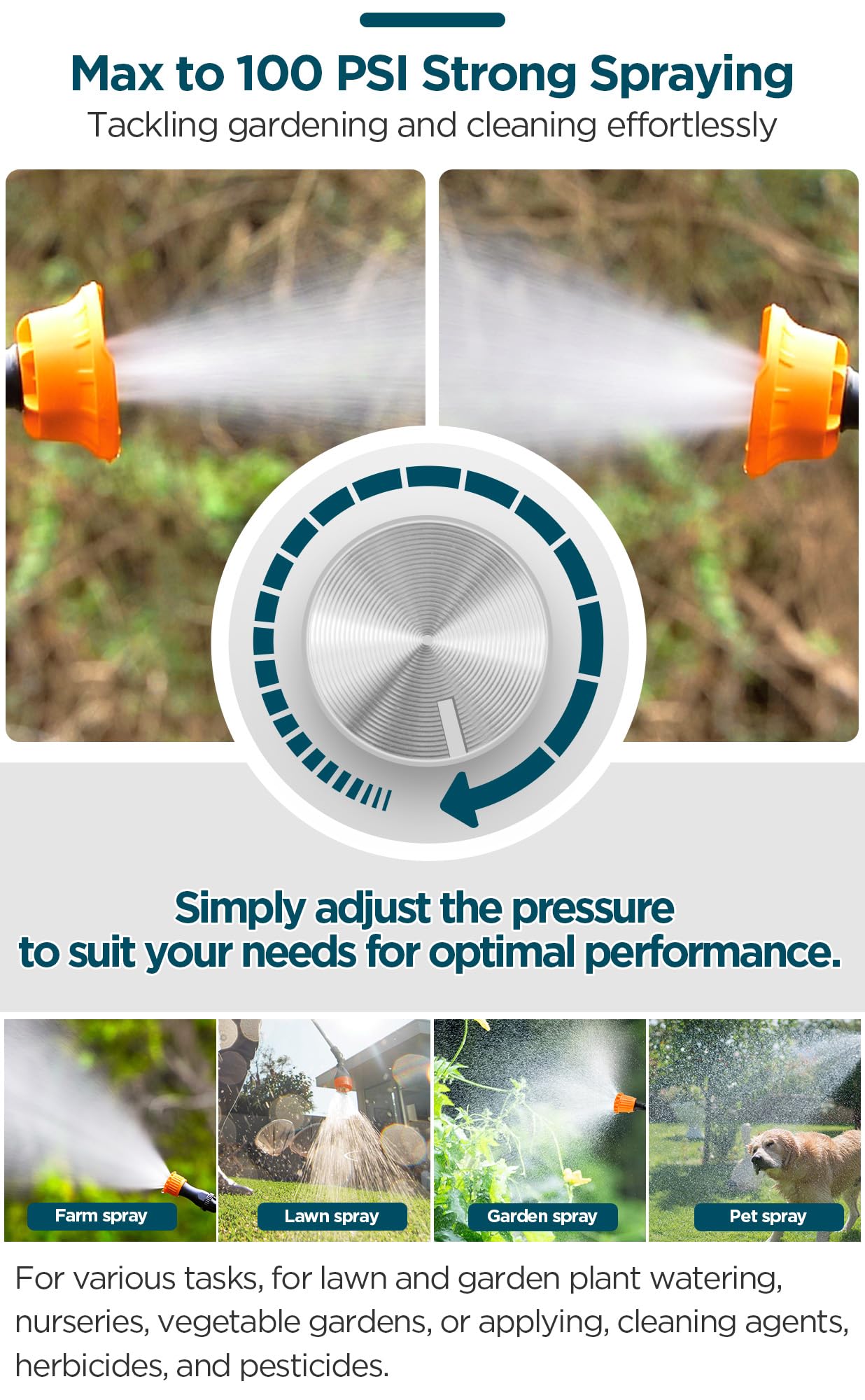 4 Gallon Battery Powered Backpack Sprayer with Mixer, 100 PSI Powerful Pressure Weeds Insecticide Pesticide Electric Sprayer, 31.50 in Metal Spray Pole, 5 Nozzles, Ergonomic Backpack, for Lawn Garden