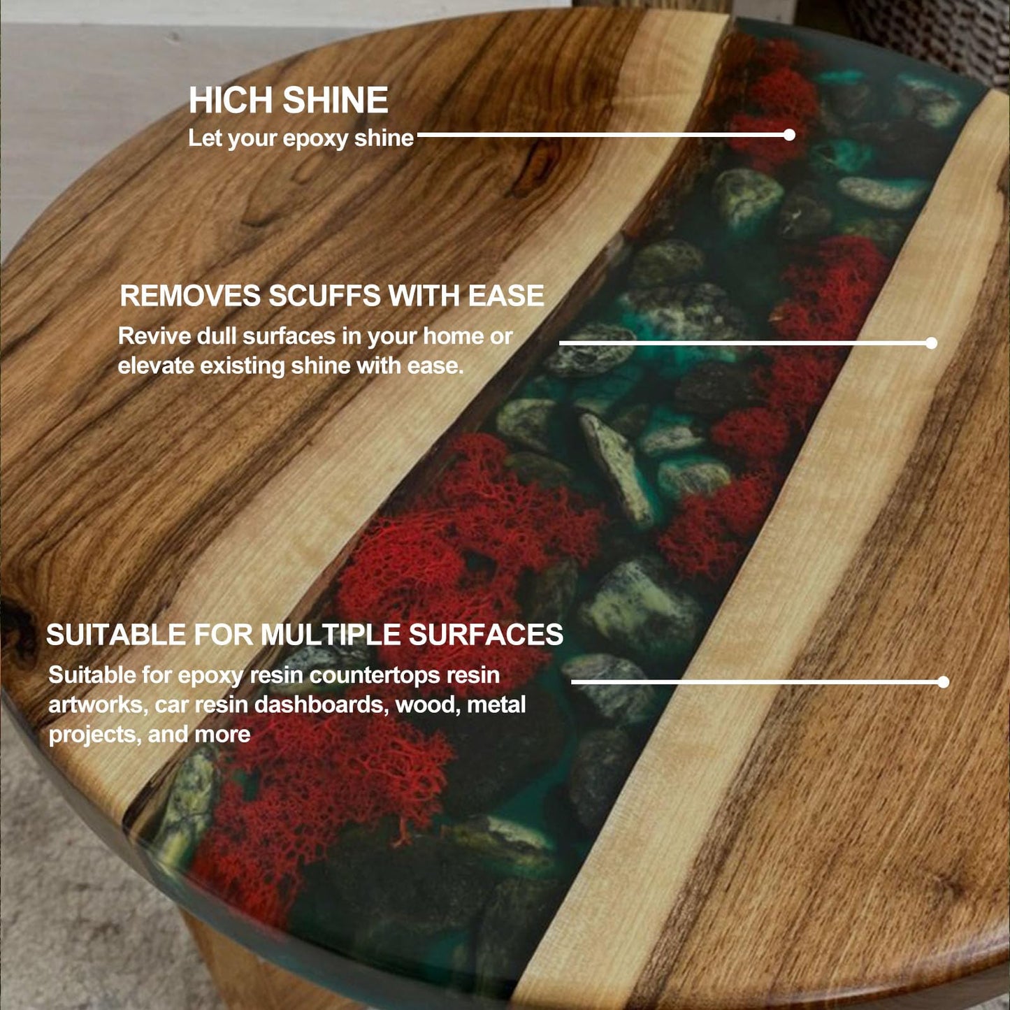 DINGSEN Resin Polishing Kit - 33.8 oz (16.9oz Pro Polish & 16.9oz Epoxy Cleaner Kit), Specially Formulated for Epoxy Resin, Removes Scratches & Scuffs - Perfect for DIYers, Home Decor
