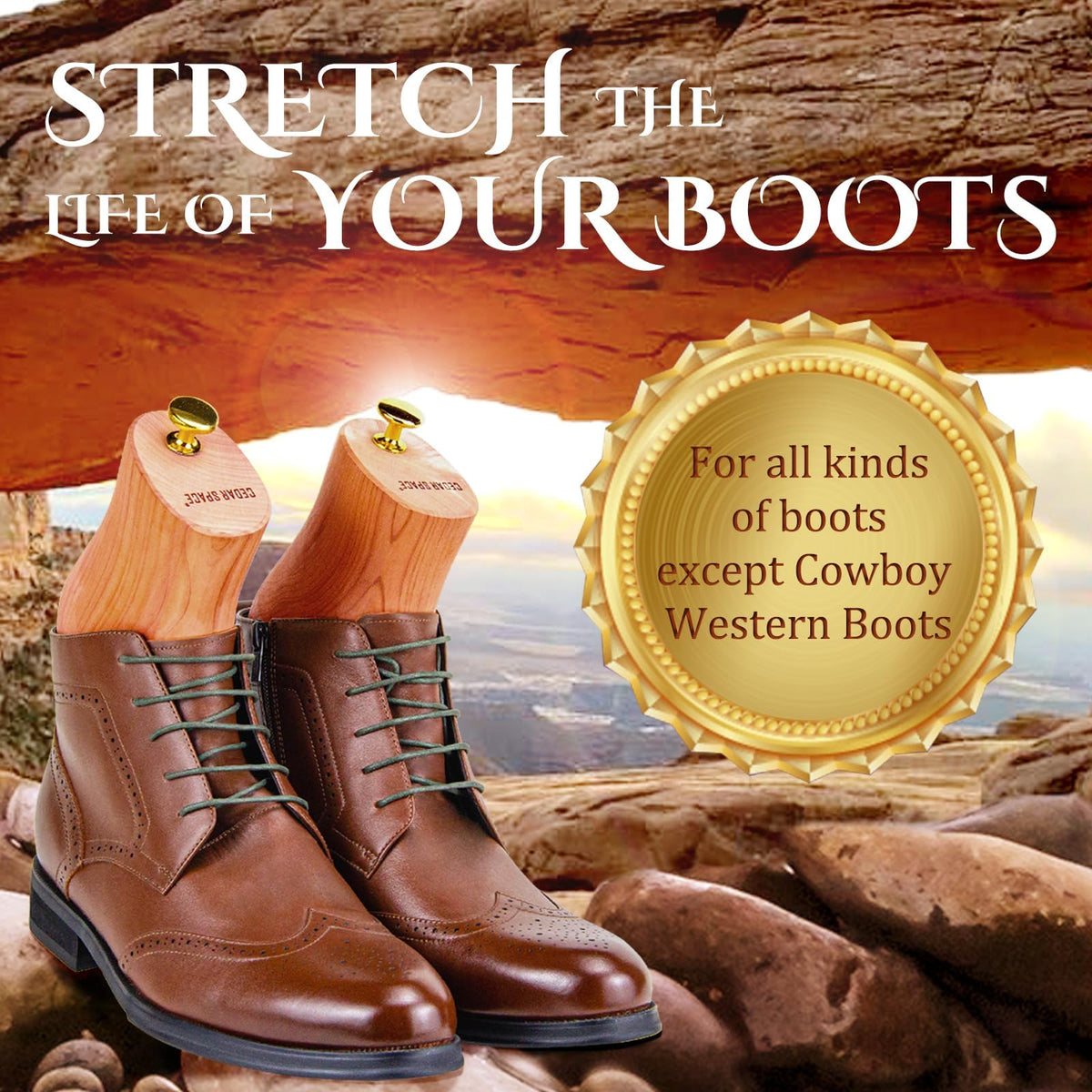 Cedar Space Wooden Boot Stretcher Tree, 8-14 Sizes Cedar Wood Shoe Trees, 100% Natural Shoe Stretcher for Men, Women, Boots, CS-BT-001