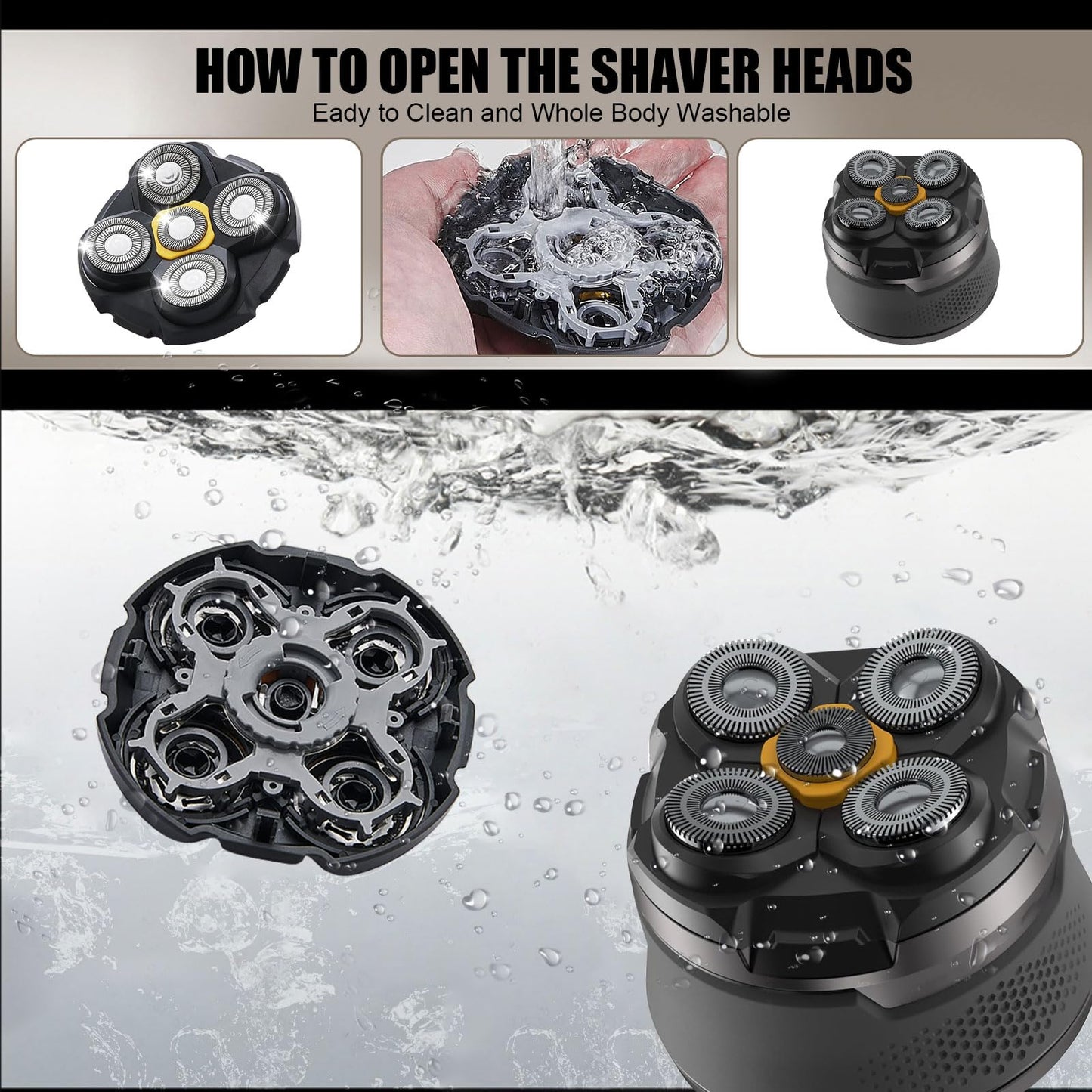 3PCS Shaver Replacement Blades Compatible with MicroTouch Titanium Head,Stainless Steel Material (black)