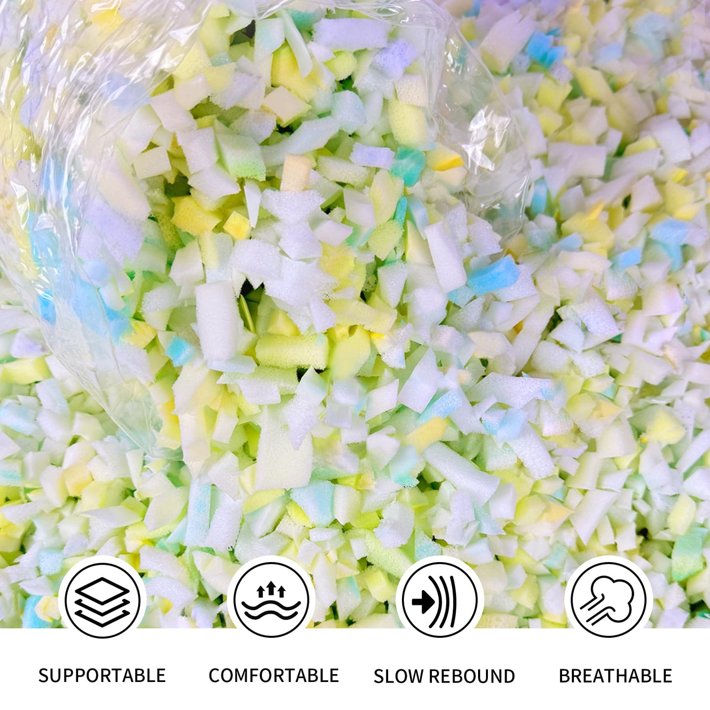 Jecqbor 10lbs Shredded Memory Foam Bean Bag Filler - Ultra-Soft Pillow Stuffing for Couches, Cushions, Stuffed Animals, Dog Beds, and DIY Arts & Crafts Projects