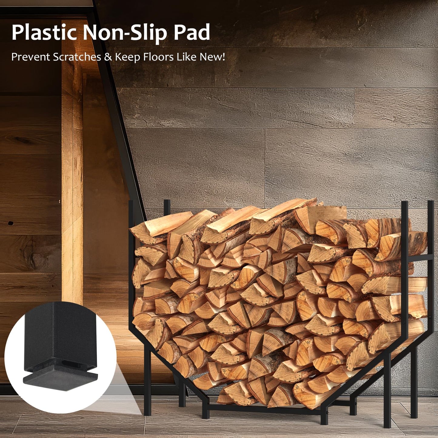 CADUKE Firewood Rack Outdoor 3.2ft Heavy Duty Fire Wood Storage Racks for Indoor Upgraded Metal Log Holder for Firewood Fireplace Wood Pile Storage Stacker Organizer