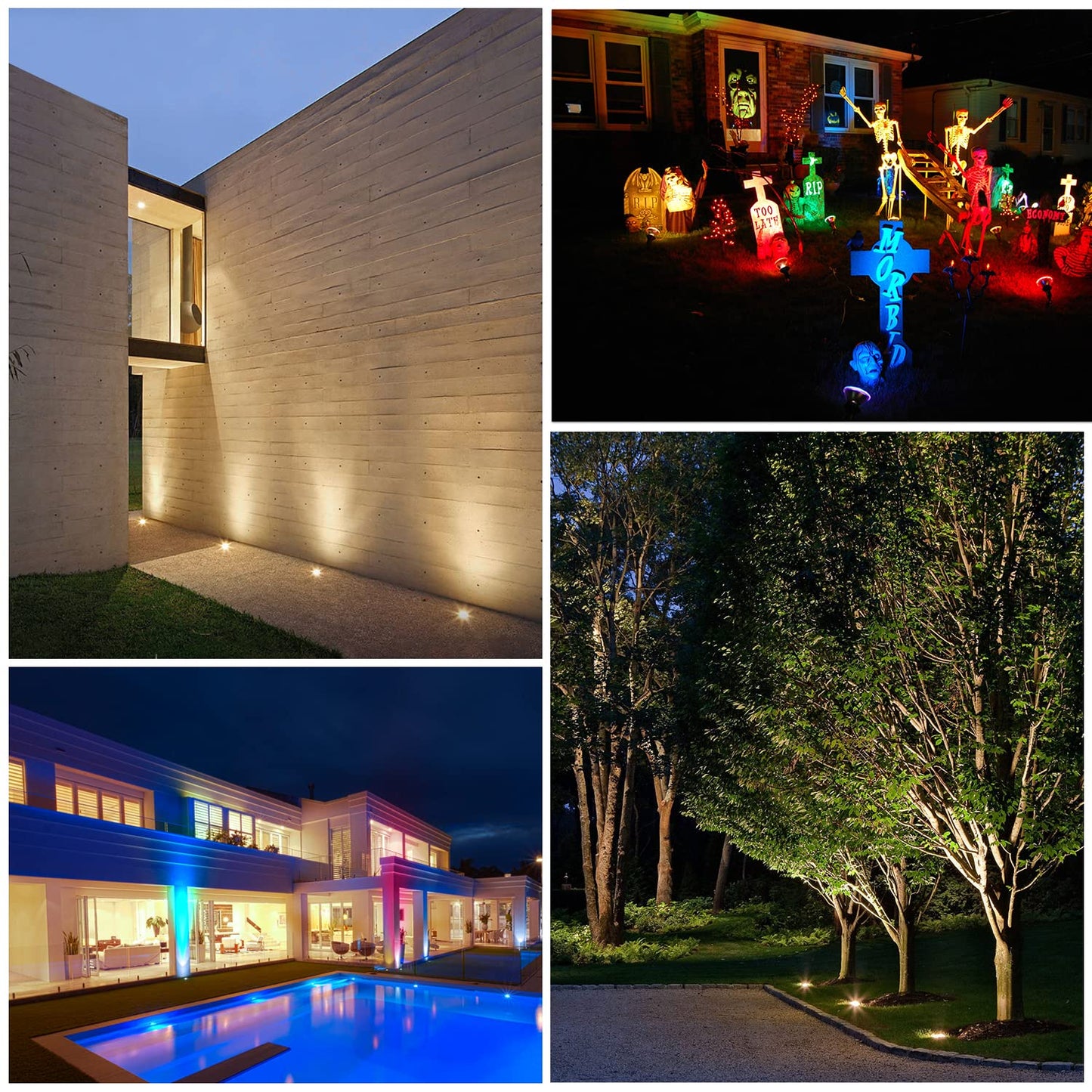 Junview Low Voltage Landscape Lights 10W RGBW Warm White LED Well Landscape Lighting with Remote IP67 Waterproof Outdoor 12V-24V Pathway Deck Ground Garden RGB Well Lights 4Pack