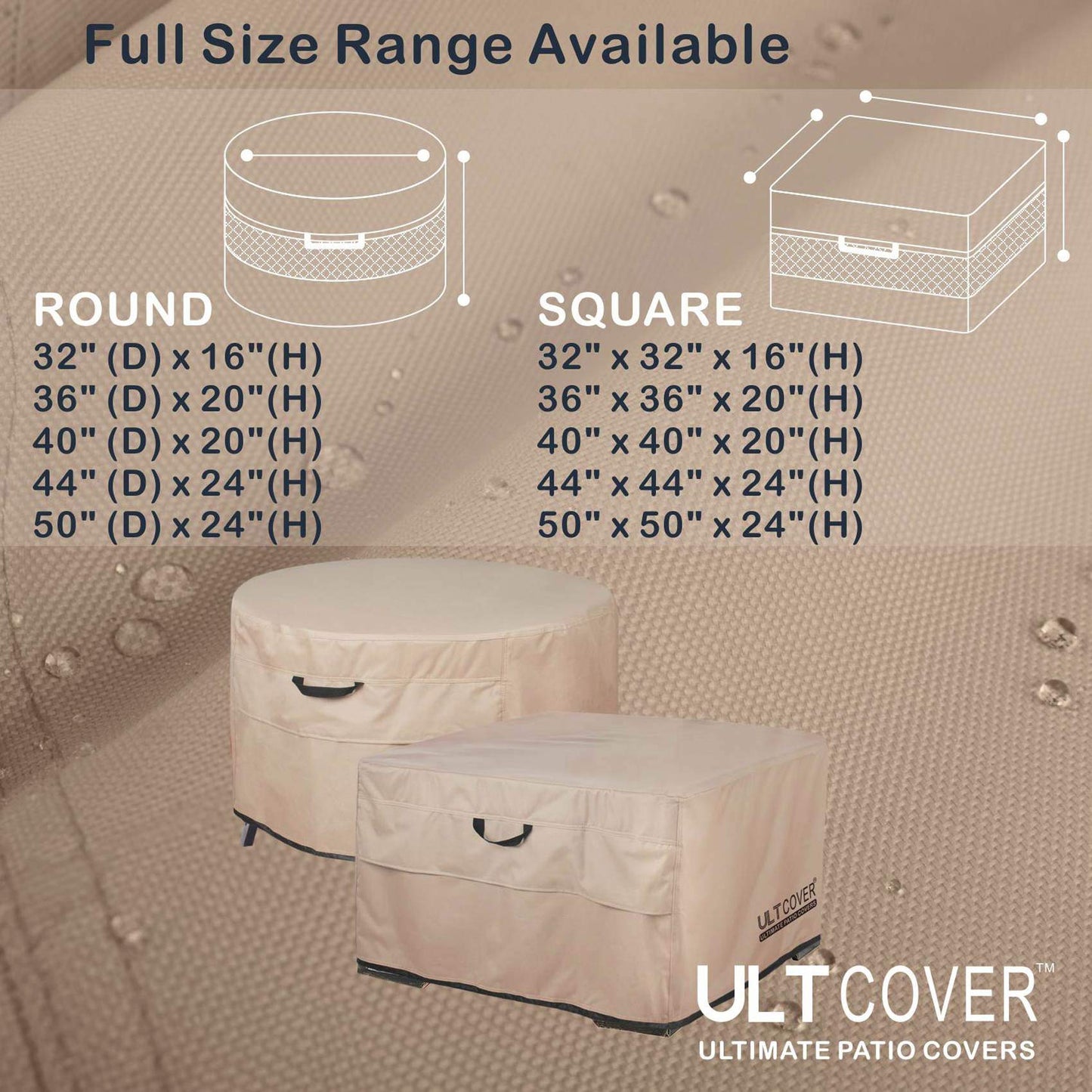 ULTCOVER Patio Fire Pit Table Cover Round 44 inch Outdoor Waterproof Fire Bowl Cover