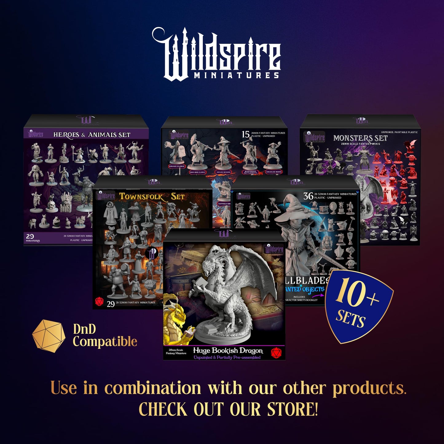 Classic Encounters - Essential Set - 65 Iconic DND Miniatures Bulk Monsters, 28mm, Unpainted Tabletop RPG DND Minis Figures, Dungeons & Dragons D&D Miniatures, Fantasy D&D Figures, Assembled Unprimed