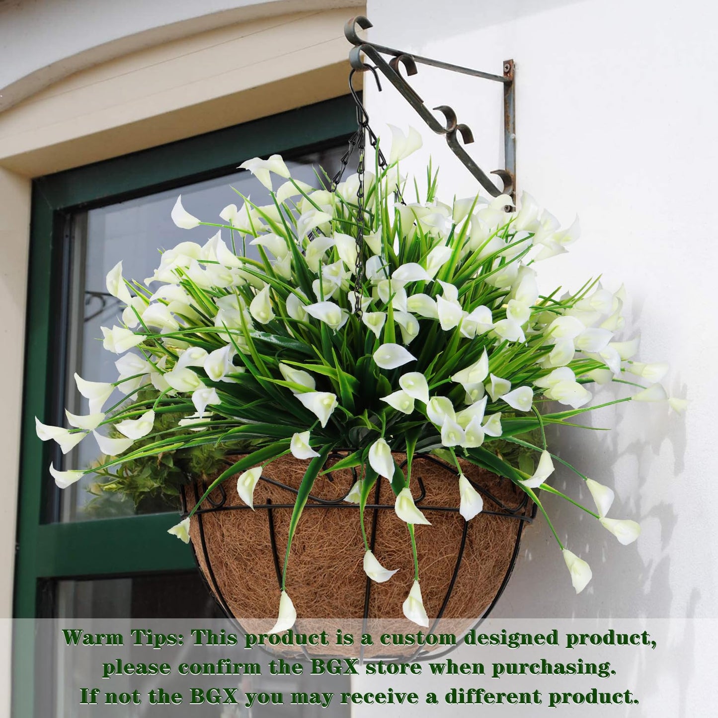SOMYTING Artificial Flowers Outdoors UV Resistant Faux Flowers Plastic Calla Lily Flowers Plants for Outside Hanging Planters Window Porch Home Garden Decoration (White, 16PCS)