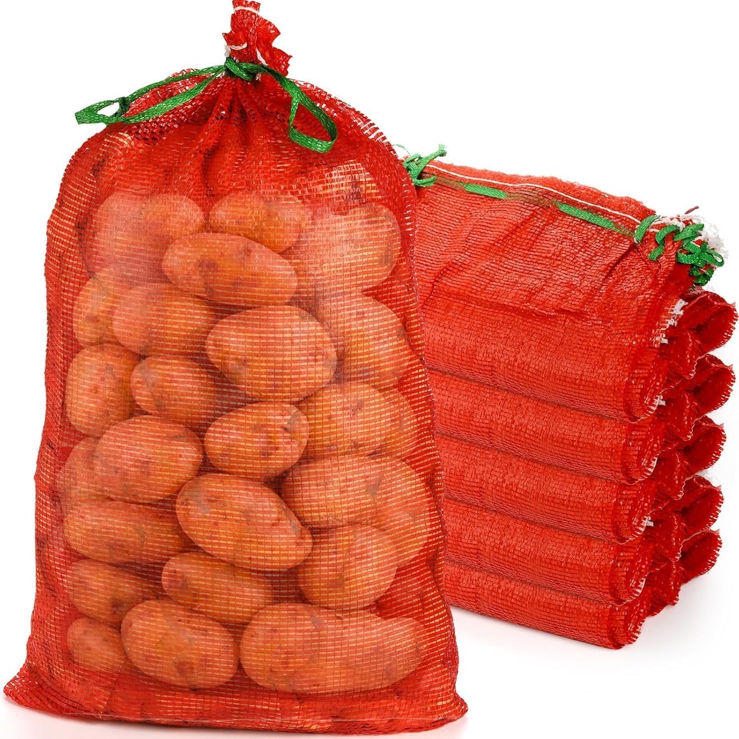 WUWEOT 50 Pack Mesh Produce Bags, 31"×19" Breathable Vegetable Storage Bags, Reusable Washable Net With Drawstring for Onions, Potatoes, Citrus, Crawfish