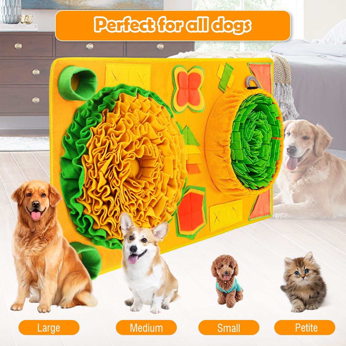 BORUIT Snuffle Mat for Dogs Large Medium Small 31.5"x 19.3" Dog Snuffle Mat,9 Training Elements Interactive Dog Toys for Puppies Cats Brain Toys,Encourages Natural Foraging Skills,Stress Relief