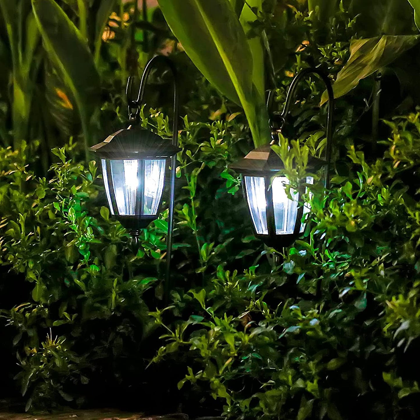 Viewsun 34 Inch Hanging Solar Lights, Shepherd Hook Lights with 2 Shepherd Hooks Waterproof Outdoor Decorative Solar Lantern Lights for Garden Decor, Patio, Backyard, Pathway, 4 Pack
