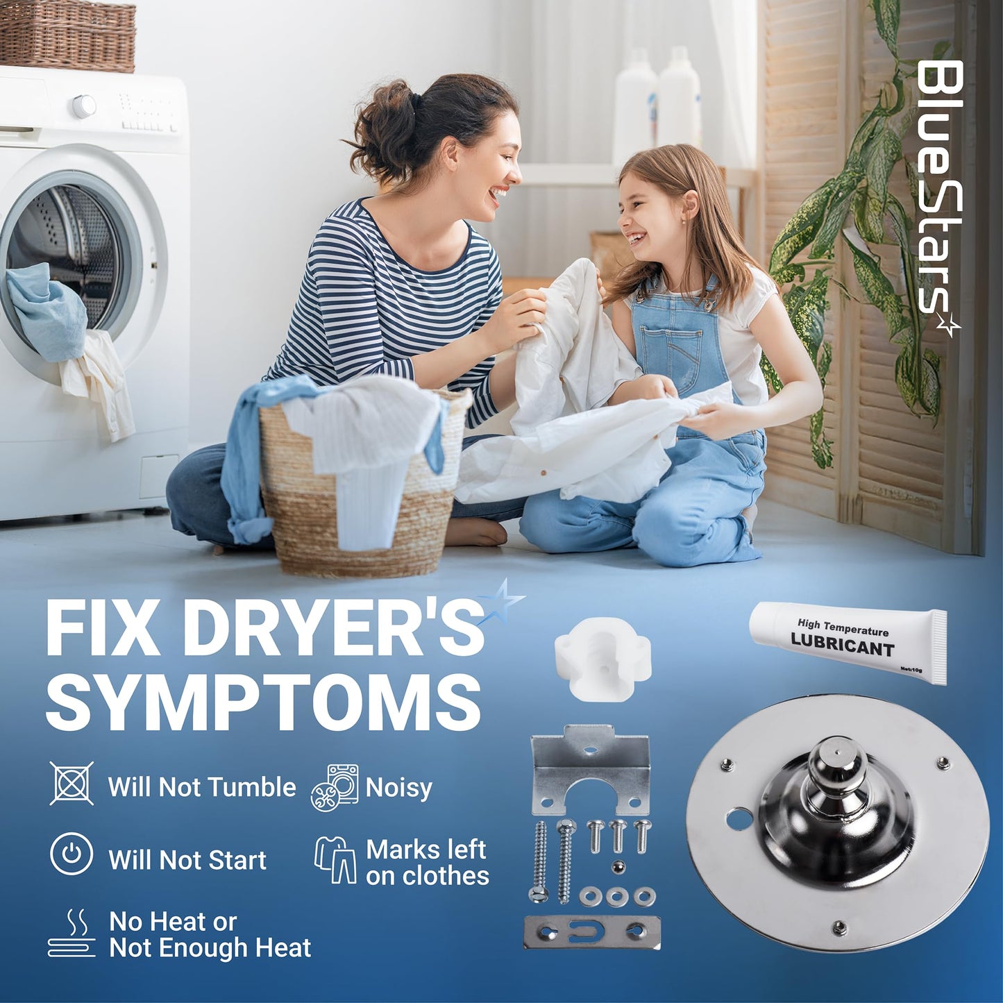 BlueStars Ultra Durable 5303281153 & 134503600 Dryer Rear Bearing Replacement - Compatible with Kenmore & Gibson Dryers - Replaces PS459829 AP2142648 PS1148434 134163400
