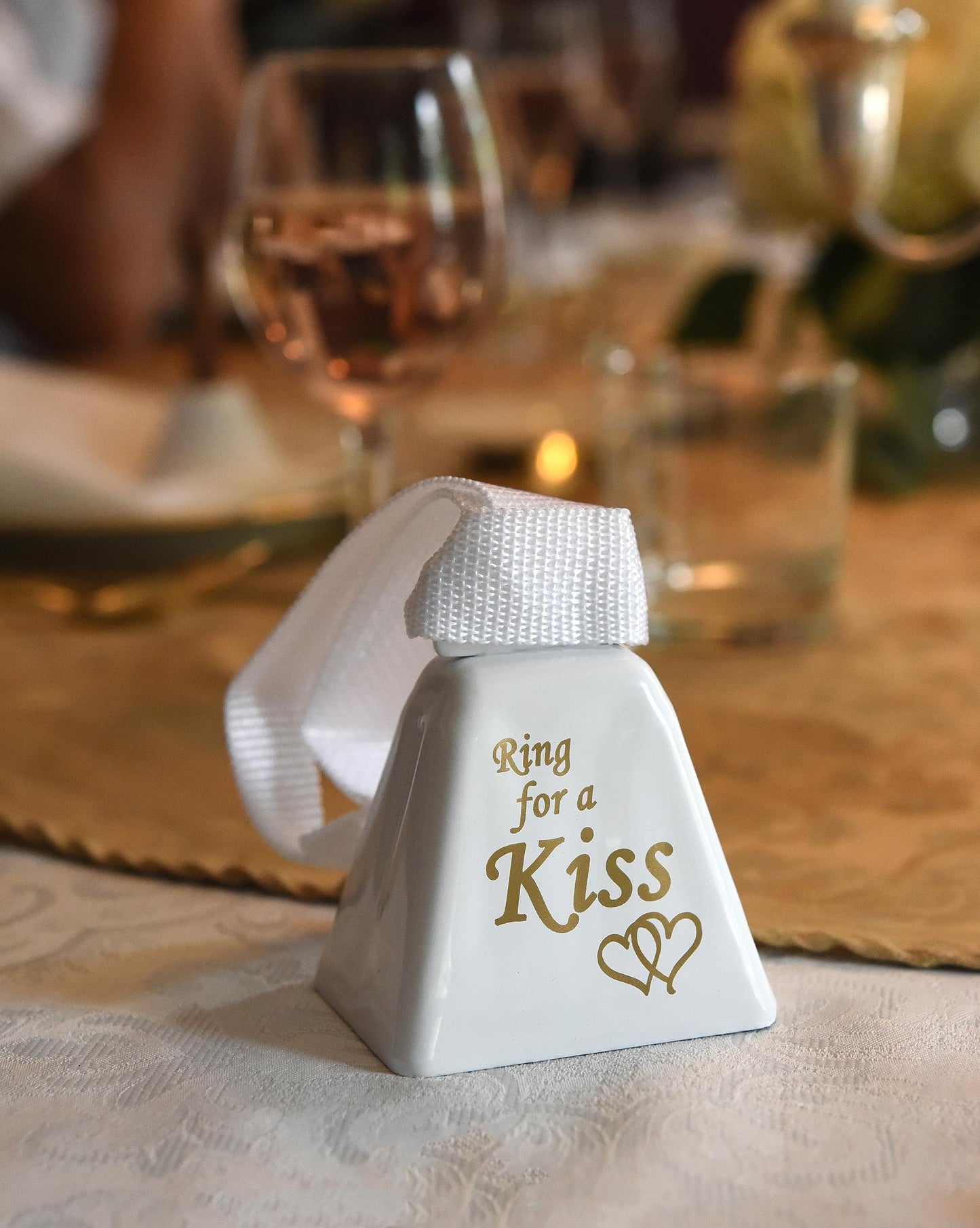 Ring for a Kiss Wedding Bell (2-Pack) | Loud Cowbell Tea Bell | Wedding Reception Dinner Bells | Countertop Service Call Bell | Made in CT, USA
