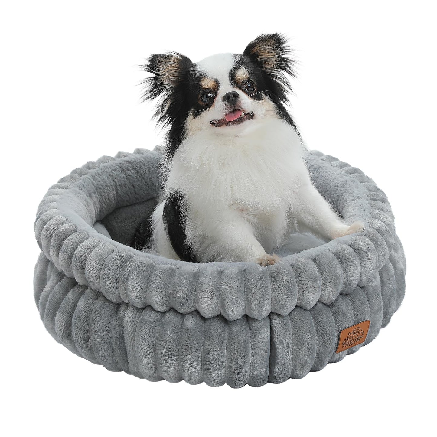 PAWZ Road Cat Bed for Indoor Cat, Washable Pet Bed with Reversible Cushion, Anti-Slip Bottom and Non-Shedding Fabric, Round Cat Bed Cave for Kittens, Grey