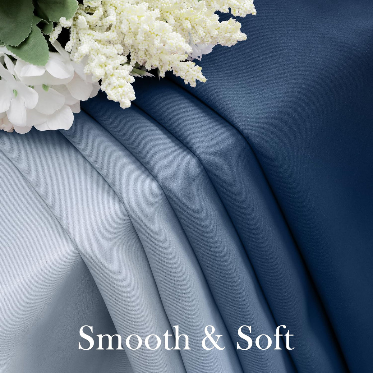 HOMEIDEAS Navy Blue Ombre Blackout Curtains 52 X 84 Inch Length Gradient Room Darkening Thermal Insulated Energy Saving Grommet 2 Panels Window Drapes for Living Room/Bedroom
